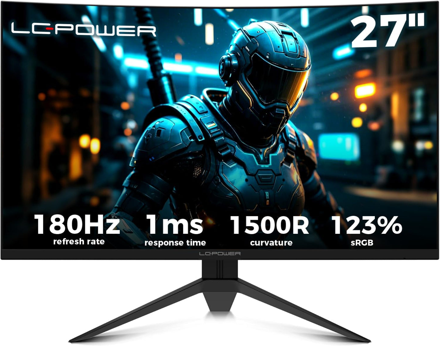 LC-POWER FHD Curved Monitor 32 Zoll, 165 Hz, 1920x1080, 1ms, 1500R und Freesync mit G-Sync-Kompatibilit, HDMI & DP, VESA, LC-M32-FHD-165-C-A