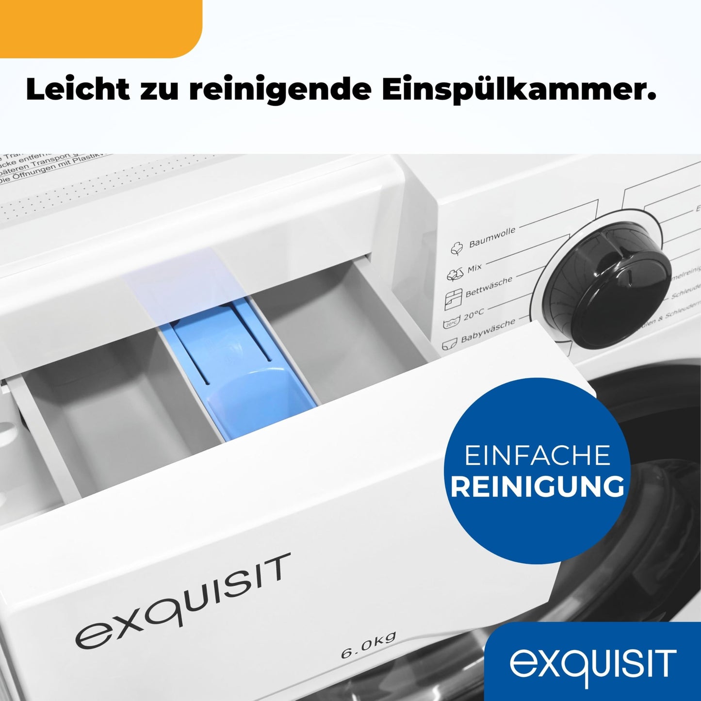 Exquisit Waschmaschine 6kg, Energieeffizienzklasse A, max. 1000 U/min, ECO 40-60, Kurzprogramm, Kindersicherung, 16 Waschprogramme, WA56110-020A weiss