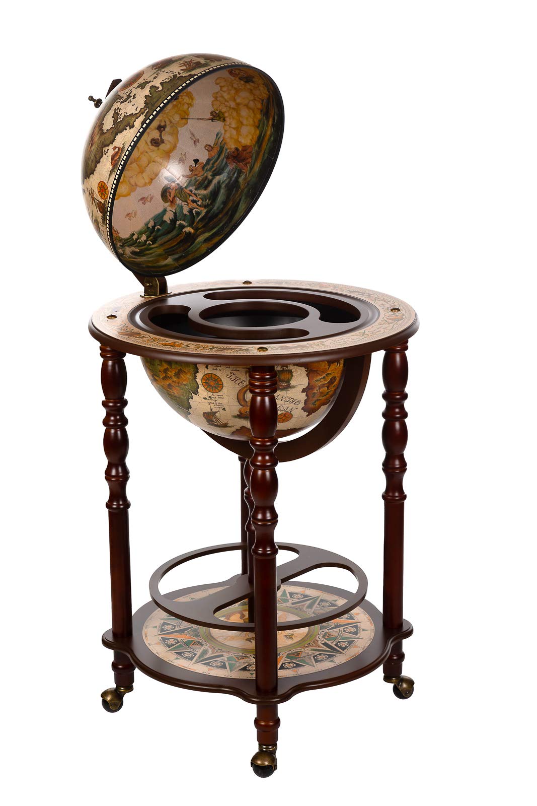 Birendy, giant globe design bar trolley with a lid and wheels