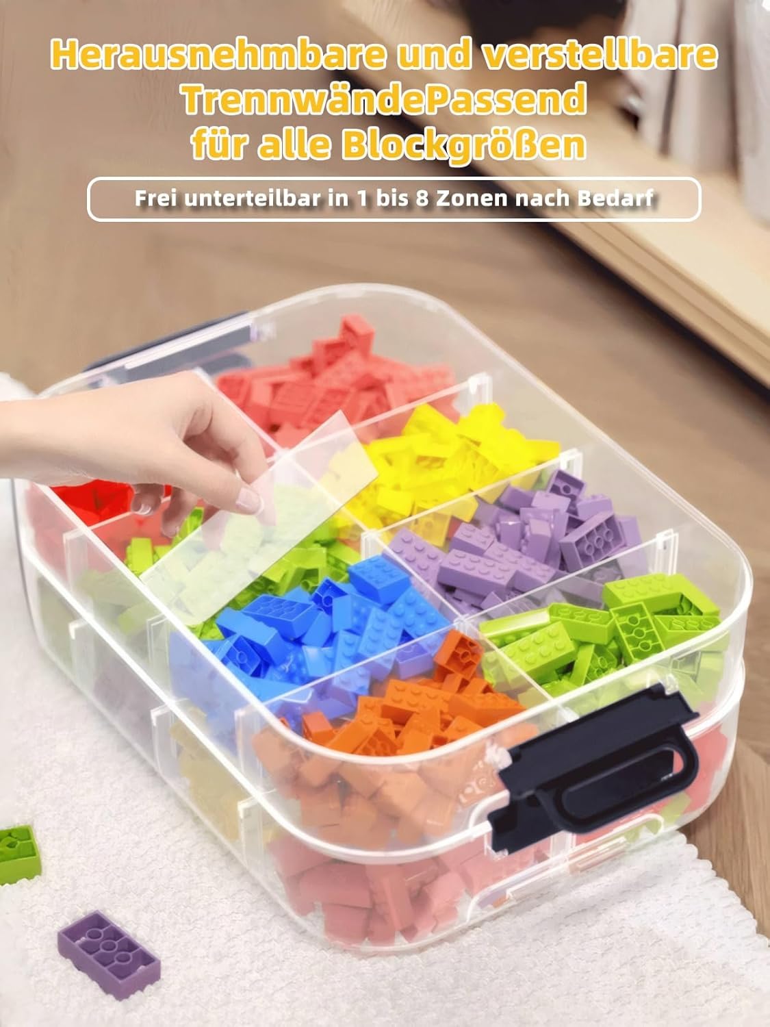 TEYOUAI Aufbewahrungsboxen Organizer mit Deckel für Lego Cube 3 Schichten Stapelbar Klar Spielzeugkiste für Bausteine Steine Puzzle Board Organizer Zubehör Grün