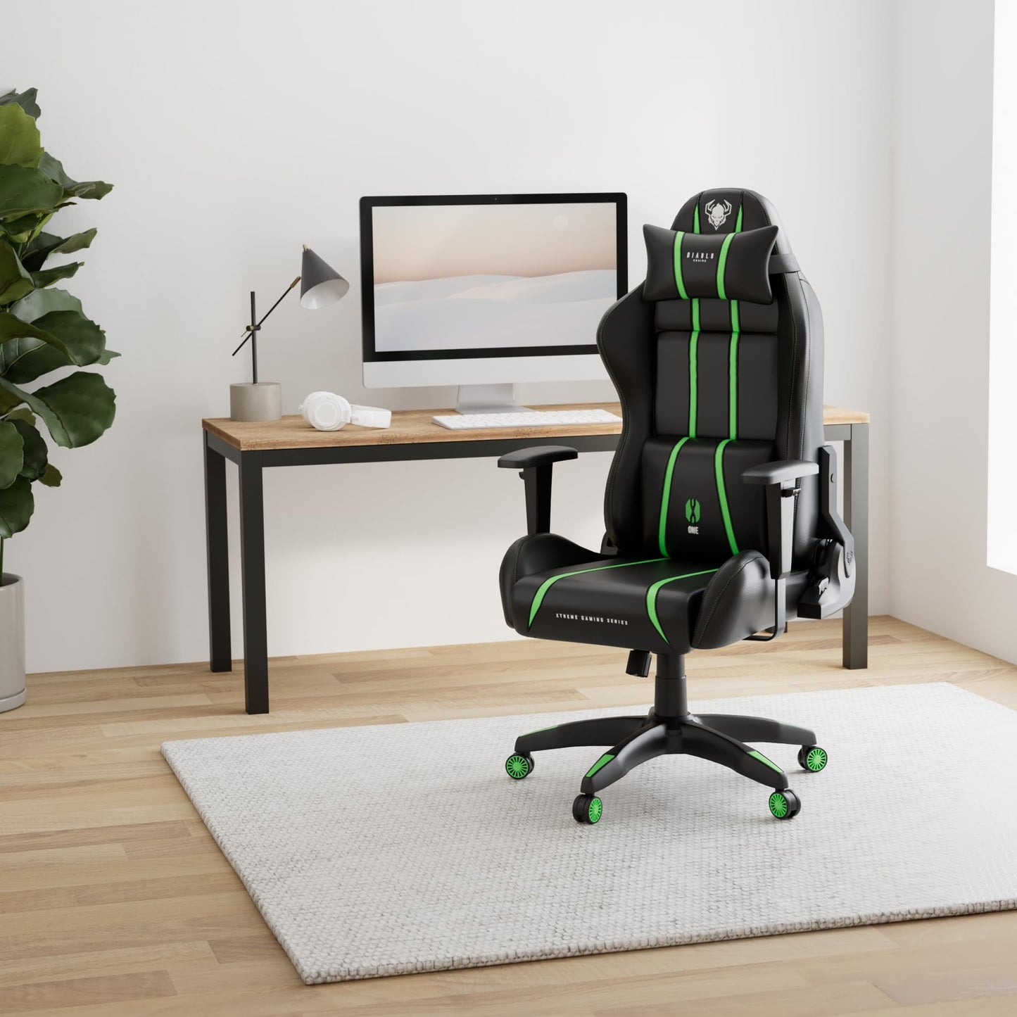 Diablo X-One 2.0 Gaming Stuhl Gamer Chair Bürostuhl Schreibtischstuhl Verstellbare Armlehnen Ergonomisches Design Nacken/-Lendenkissen Wippfunktion Aqua Blue Normal (L)