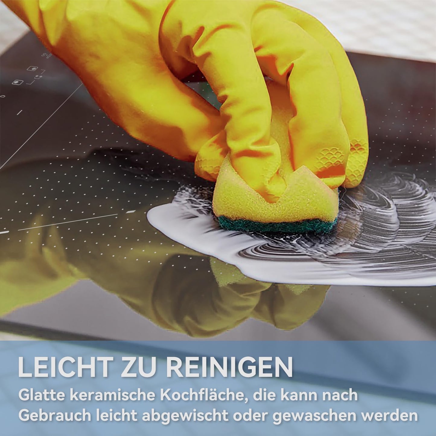 Hermitlux kochfeld 28,8cm, Glaskeramik Kochfeld 2 Platten, 9 Leistungsstufen, Touch-Steuerung, Timer, Kindersicherung, Geeignet für Alle Töpfe, 3300W