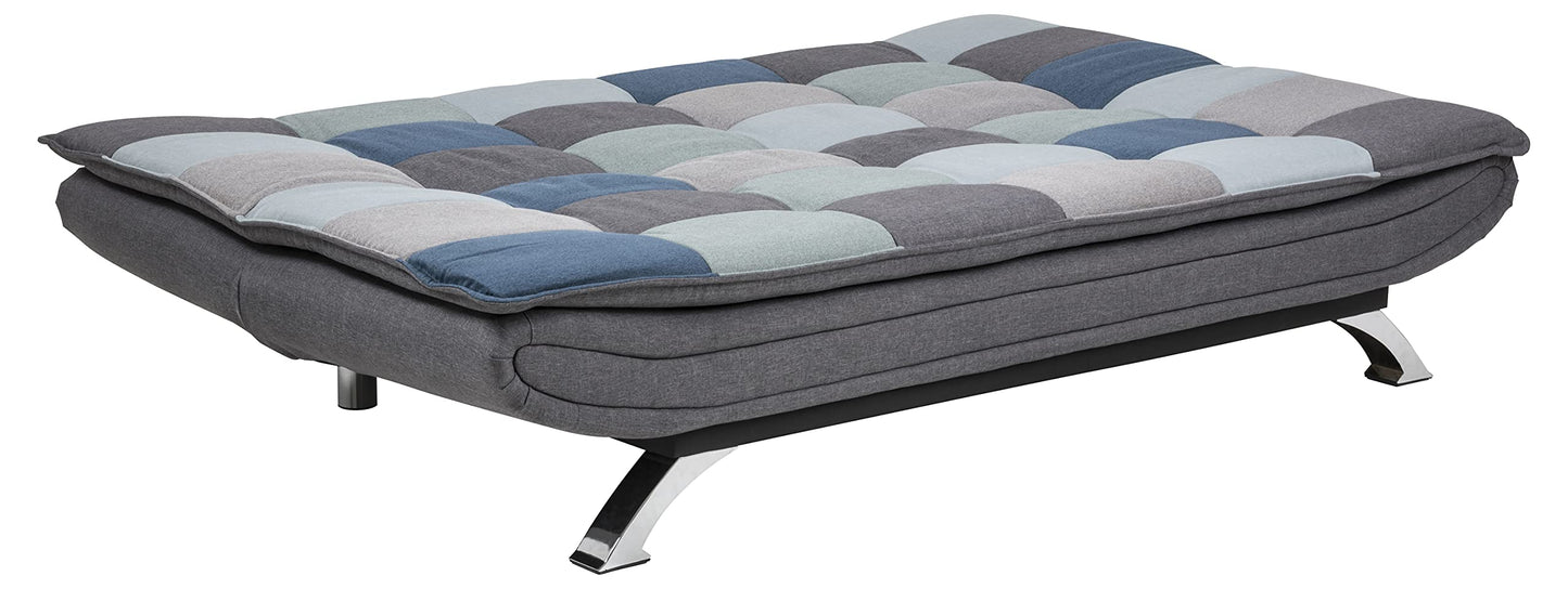 AC Design Furniture Jasper Bettcouch Dunkelgrau/Schwarz, Schlafsofa mit 3 Liegepositionen, Moderner 3-Sitzer Ohne Armlehne, Gepolstert mit Schwarzen Metallbeinen, L: 196 x H: 91 x T: 98 cm