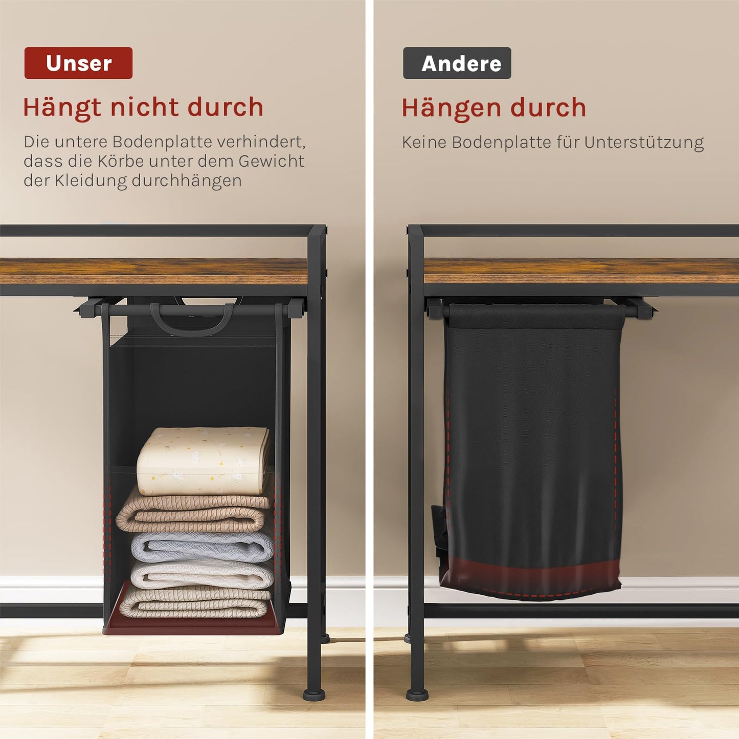 WOLTU Laundry Basket, 3 Compartments, Each 40 L, Laundry Hamper with Shelf Metal Frame, Oxford Fabric Laundry Bag, Extendable, Removable, Laundry Sorter, Laundry Container, White