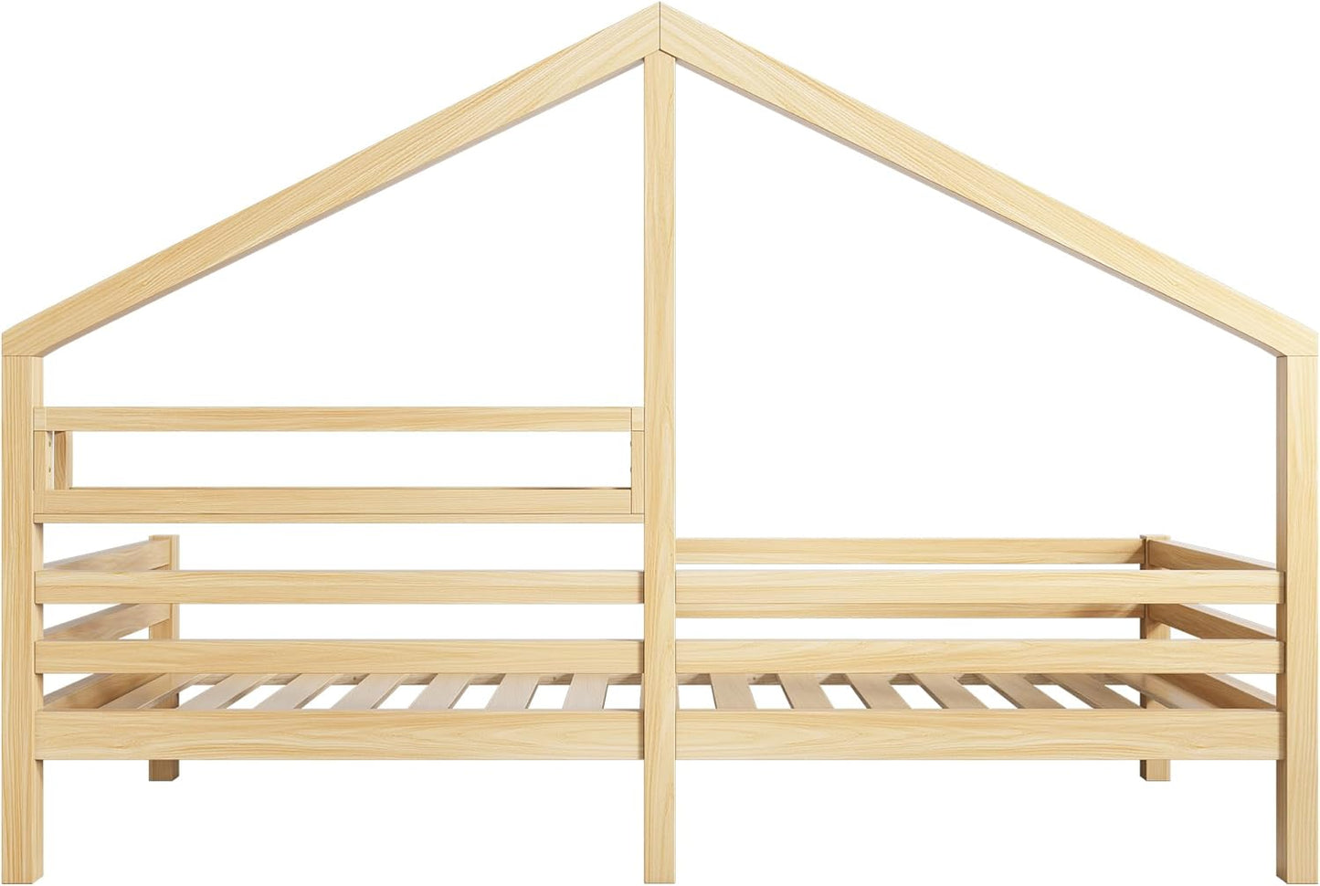 Merax Children's Bed 90 x 200 cm with Fall Protection, Children's House Bed with Drawers and Storage Shelf, Sturdy Wooden Tree House Bed with Slatted Frame, Play Bed for Boys and Girls, White