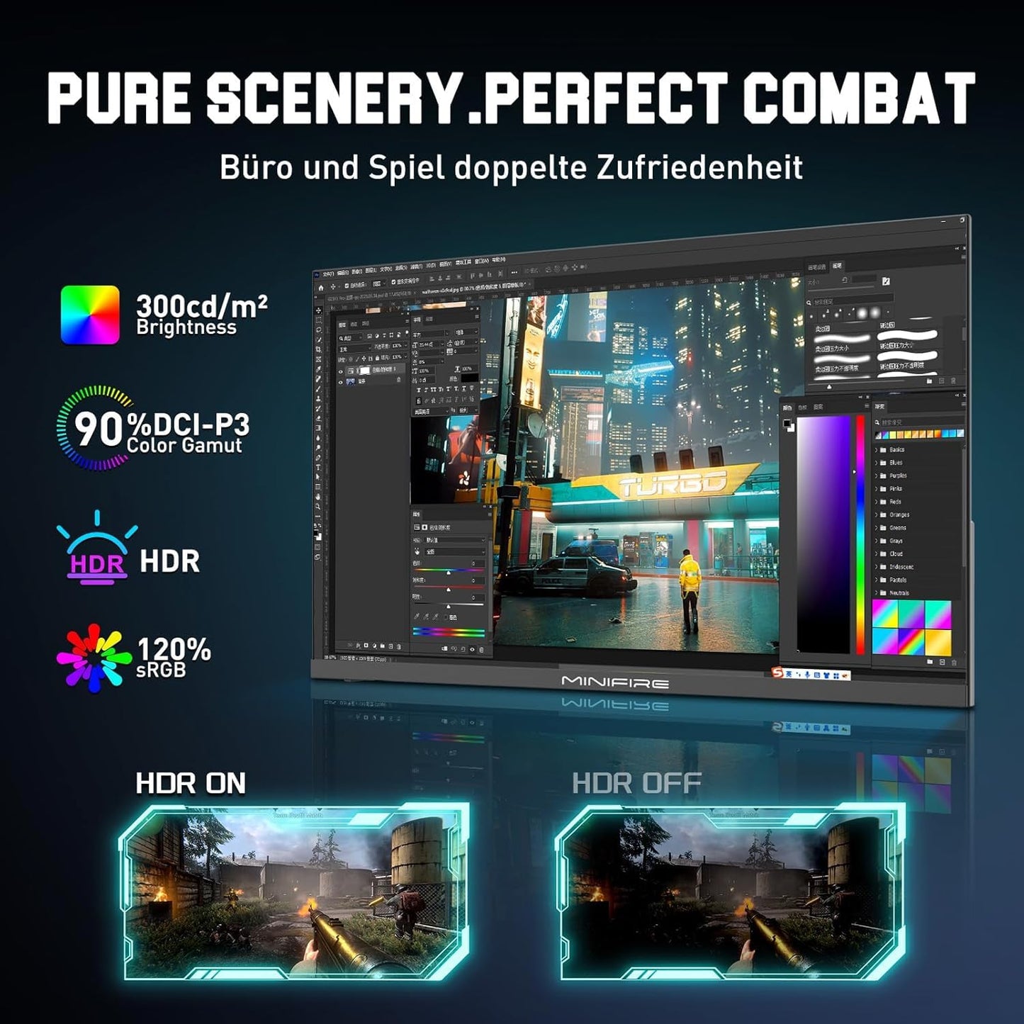 Minifire MFG32C3Q Gaming Curved Monitor 32 Inch 180Hz, 2K WQHD (2560 x 1440), 1500R, 1ms (MPRT), AMD FreeSync, sRGB 125%, VESA, 2xHDMI 2.0 / 2xDP (180Hz), Eye Care