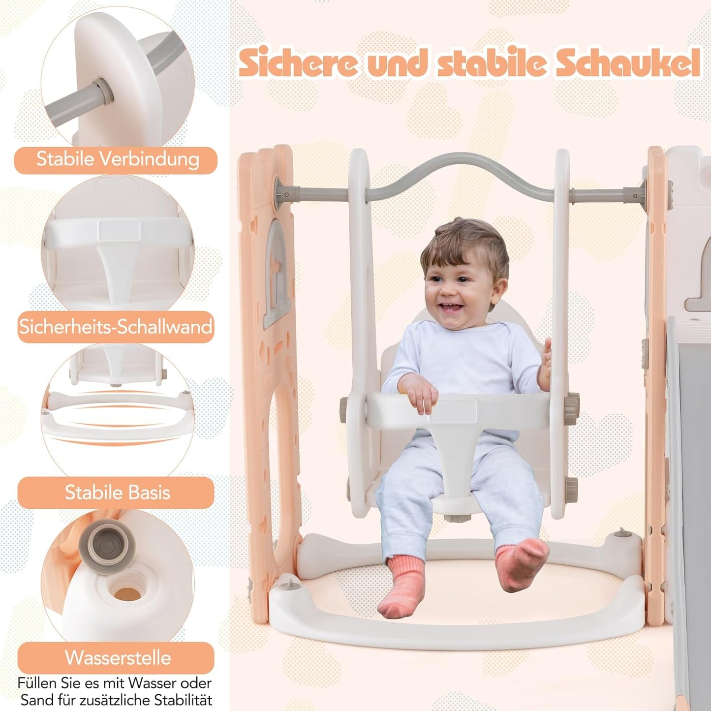 GOPLUS 7 in 1 Kinderrutsche, Kinderrutsche und Kletterspielset mit Leiter, Basketballkorb, Schaukel, Teleskop, Stauraum & rutschfeste Pedale, Indoor Spielplatz für Kinder von 1-3 Jahren (Gelb+Grün)