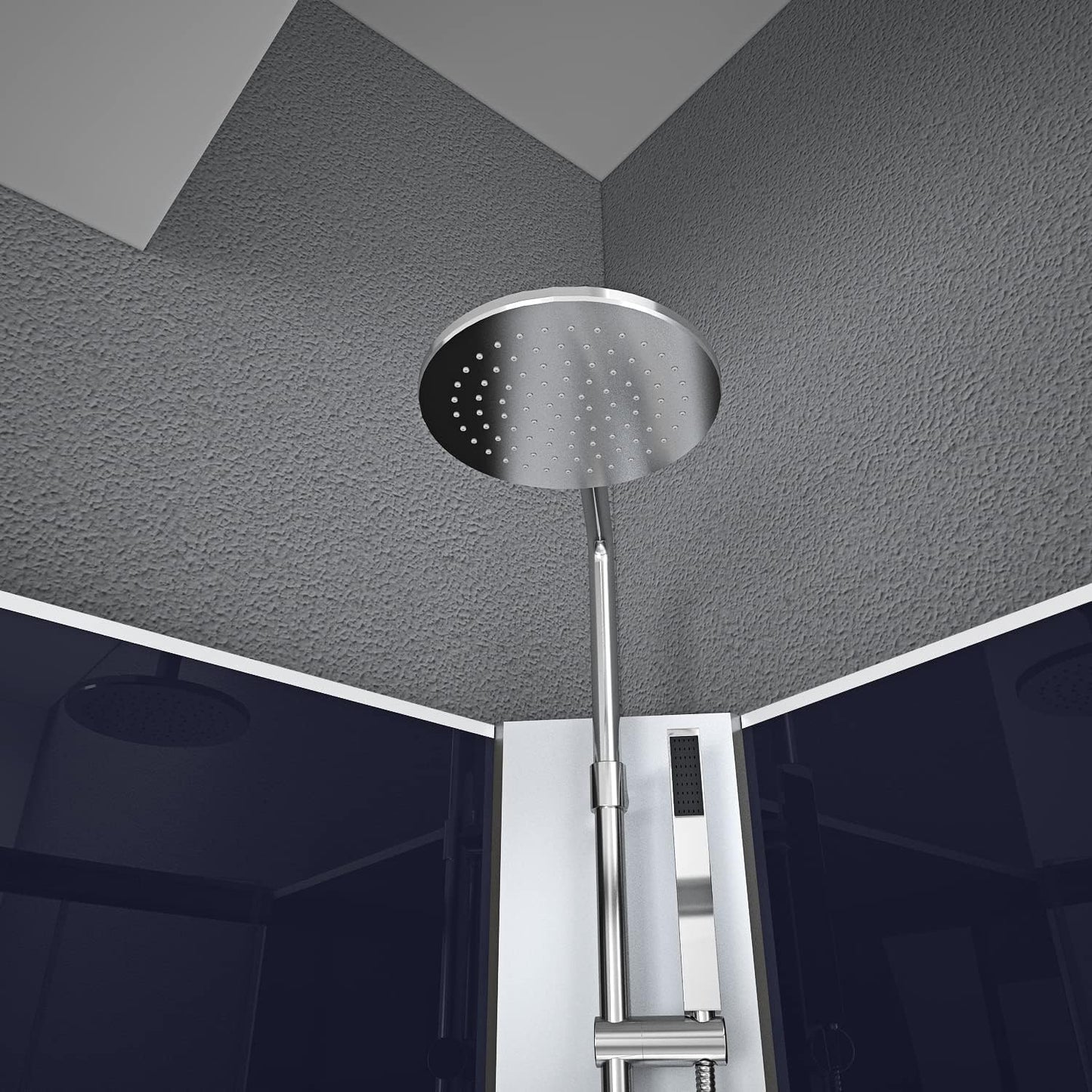 MARWELL Komplettdusche Fertigdusche Night 85 x 85 x 225 cm – Runddusche mit Fronteinstieg - Duschkabine mit hochwertigen Aluminiumprofilen - Einstiegshöhe 15 cm