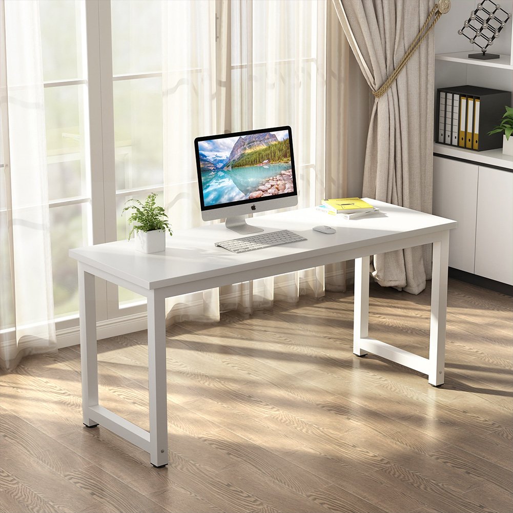 Tribesigns Schreibtisch Computertisch, PC Tisch Bürotisch Arbeitstisch Esstisch in Schwarz für Home Office zu Hause Schreibtische, Konferenztisch (Rustikales Braun/Schwarz, 180 x 80 x 75 cm)