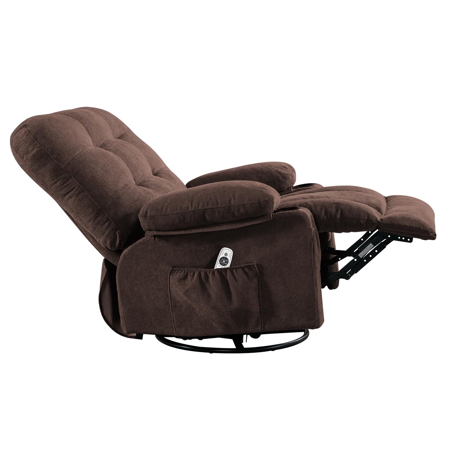 Bosmiller Relaxsessel mit Liegefunktion Massagesessel Oversize Fernsehsessel 360°Drehbarer Liegesessel Heizung Verstellbar Sessel Stoff