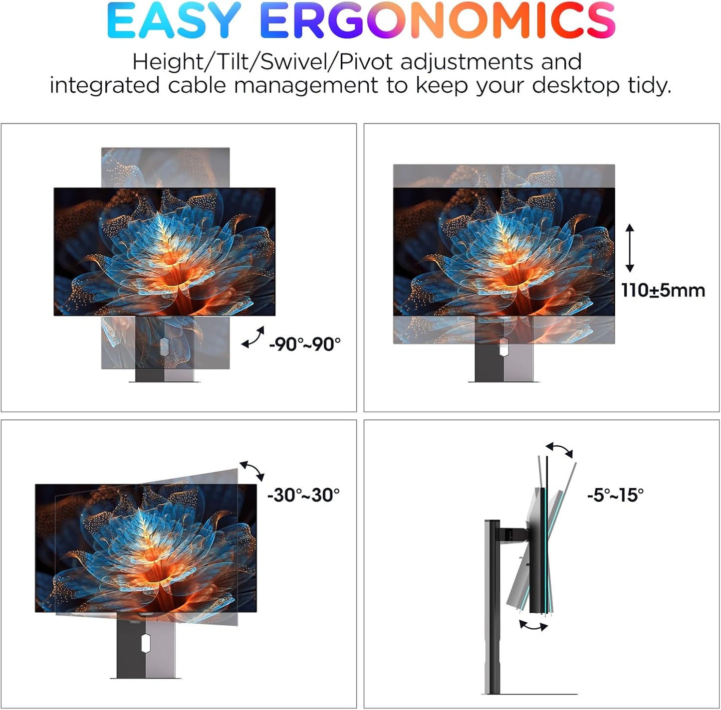 KOORUI Gaming Monitor 27 Zoll, PC Bildschirm 240Hz, FHD, 1ms, Adaptive Sync (1920 x 1080p, DCI-P3 90%, SRGB 100%, HDMI, DisplayPort, VESA 75x75)