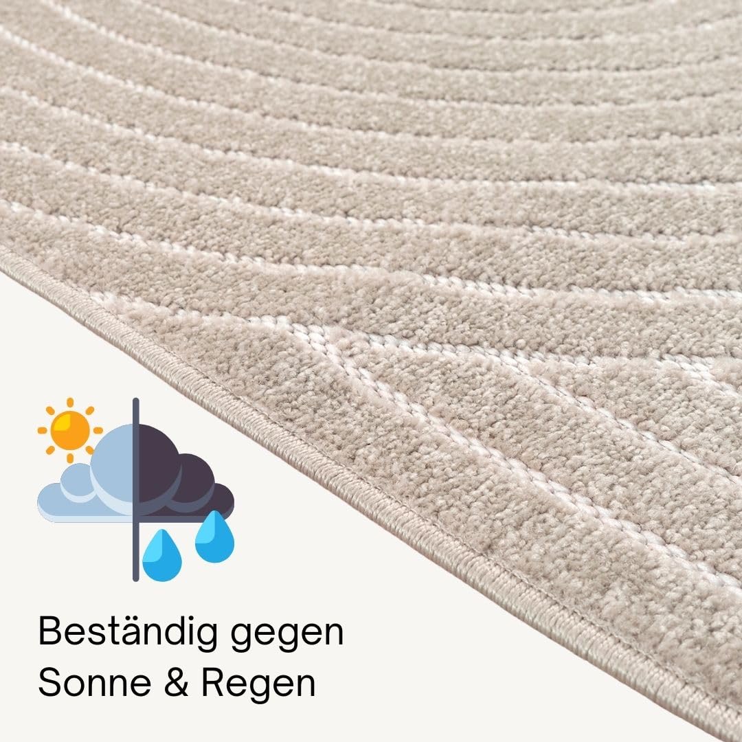 the carpet Santo Plus - Hochwertiger Outdoor Teppich, Passend für Wohnzimmer, Schlafzimmer und Terrasse, Wetterfest, langlebig und pflegeleicht, Creme, 140 x 200 cm