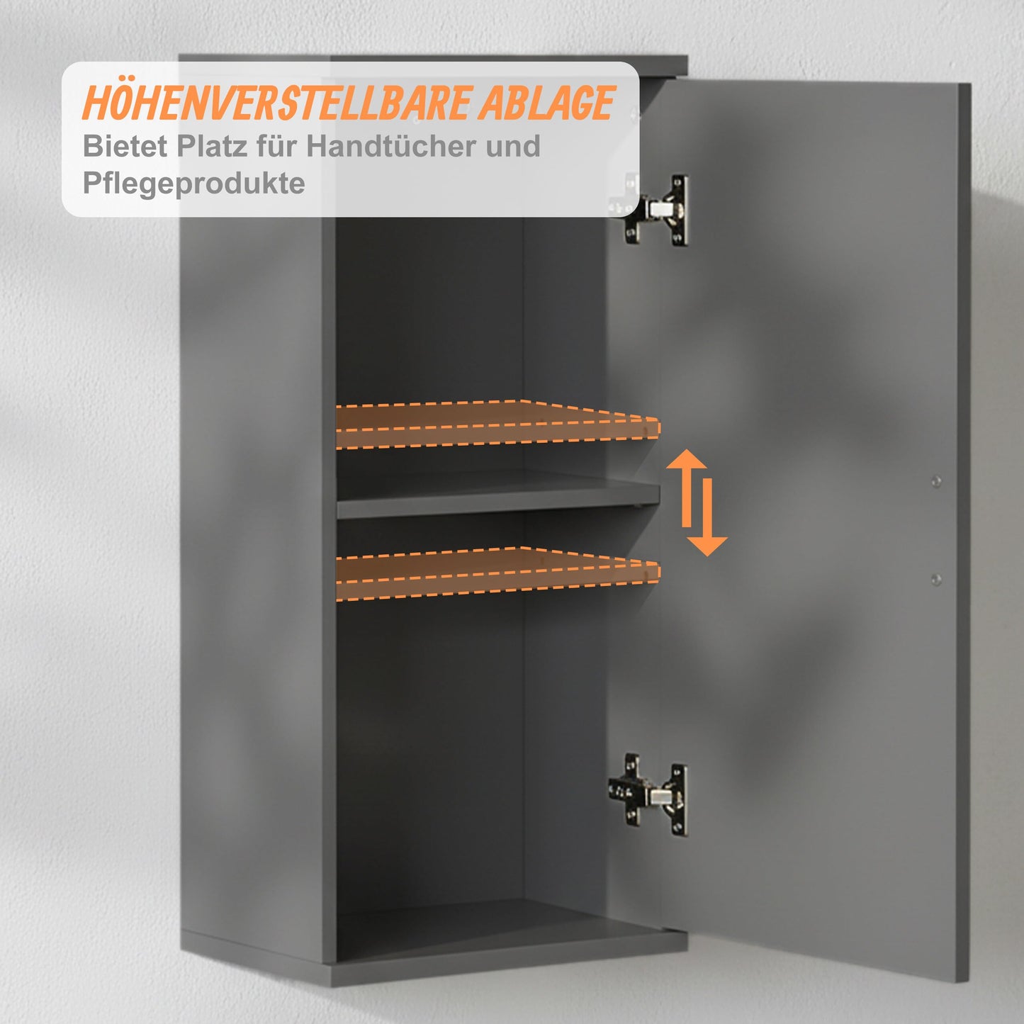 Relaxdays Bathroom Wall Cupboard, 2 Compartments, H x W x D: 62 x 30 x 21 cm, Adjustable Shelf, Narrow Bathroom Cabinet, MDF, White