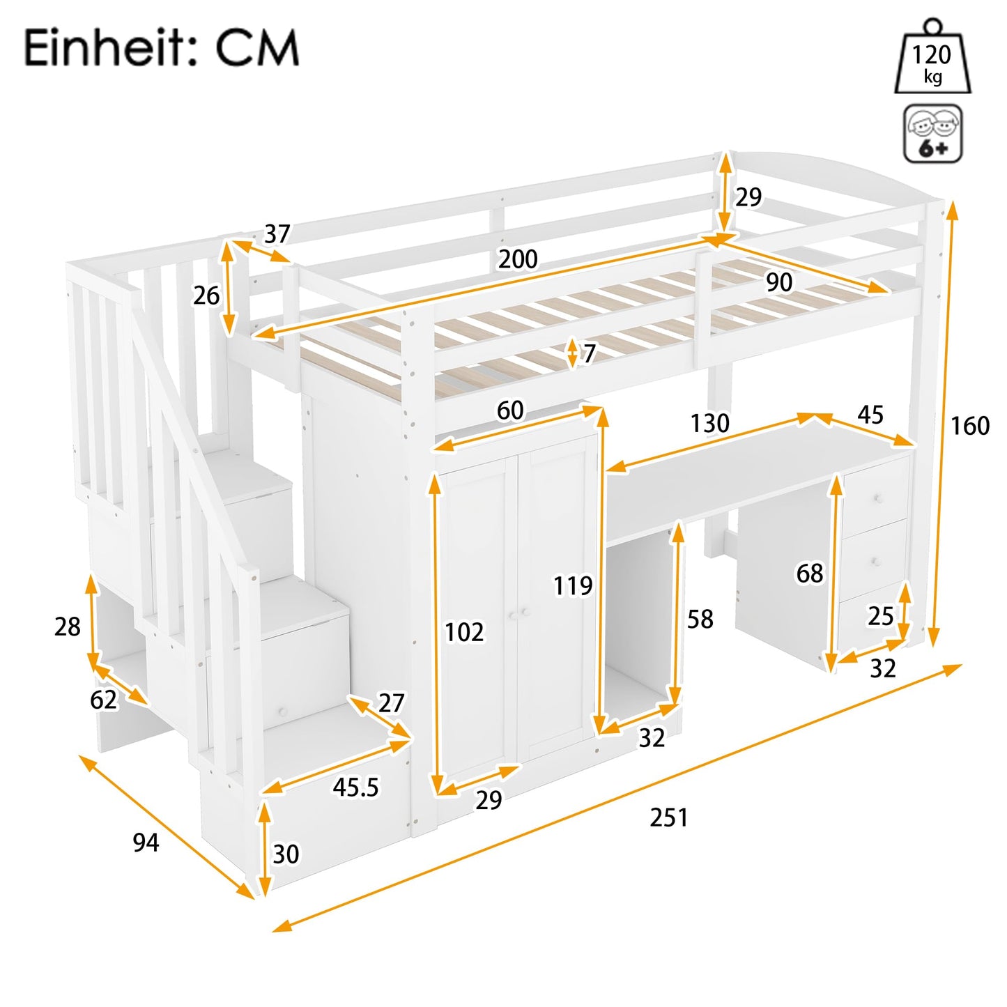 xixiworkshop Kinderbett 90x200cm Ausziehbett Bett mit Stauraum und USB-Steckdose/Mehreren Ablagefächern multifunktionales Jugendbett/Gästebett/Doppelbett mit Stauschrank Lattenrost,Ohne Matratze,Grau
