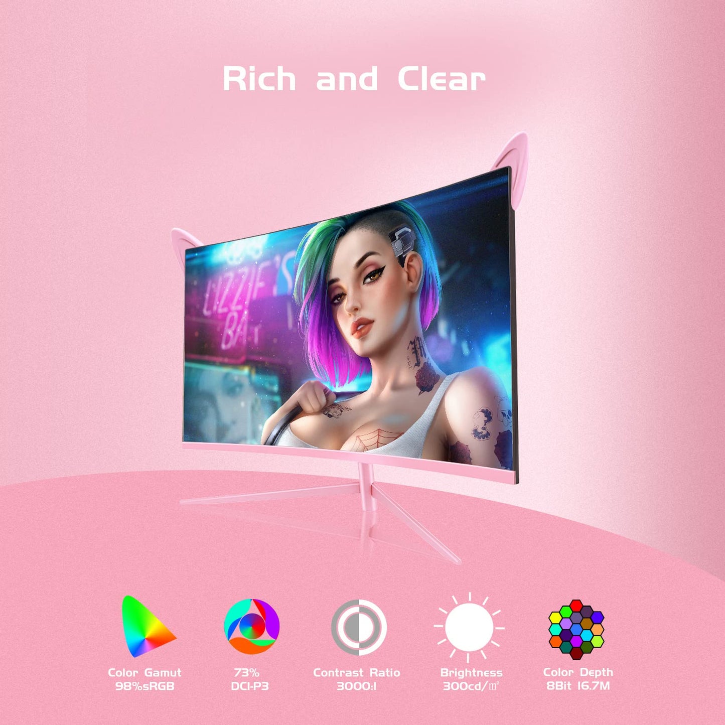 FYHXele Gaming Monitor 24 Inch 180Hz 1080P IPS 1ms MPRT PC Monitor Built-in Speaker Support 144hz/165hz/180hz Freesync Premium Display Eye Care DisplayPort1.4 HDMI2.1 VESA