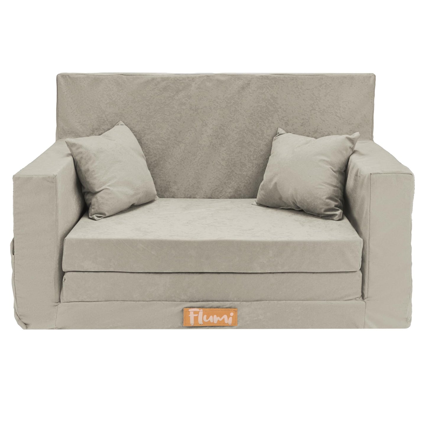 Flumi Personalised Children's/Teenager's Couch/Armchair/Sofa Bed, with Engraving of Child's Name, Play Sofa, Sleeping Chair, Bed Function, Children's Furniture, 92 x 40 x 60 cm, Microfibre (Grey)