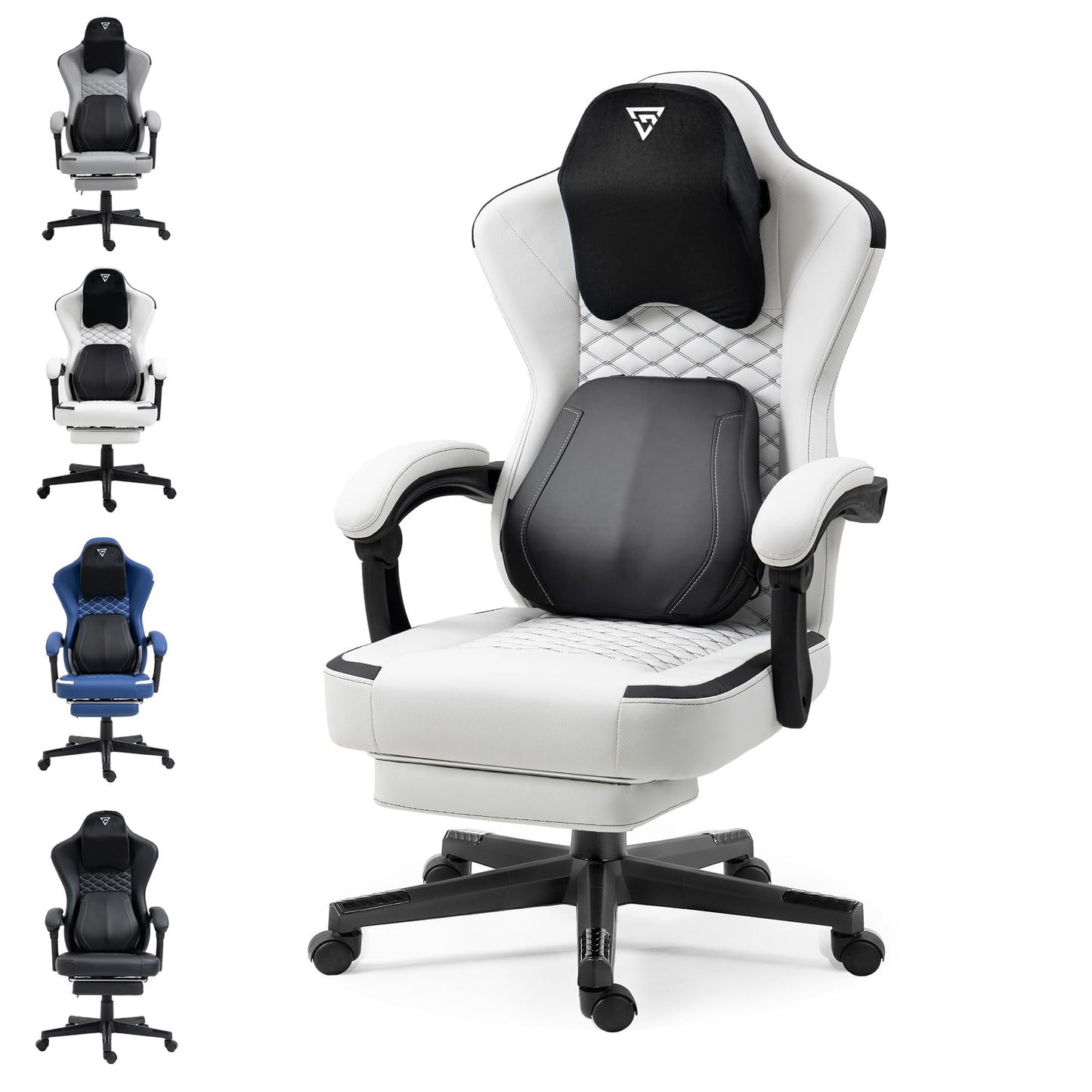 Vigosit Gaming Chair with Heated Massage Lumbar Support, Fabric Gamer Chair with Bag Spring Cushion and Footrest, Horse and High Gamer 150 kg Load Capacity (Pale Pink)