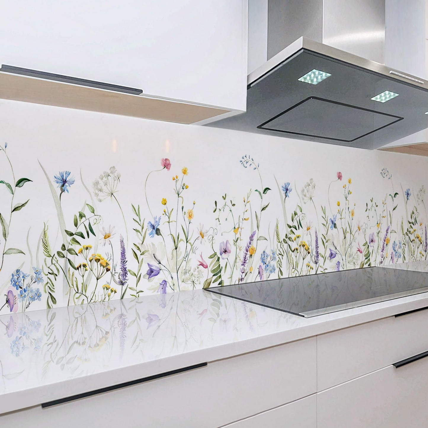 Rodnik Kitchen Splashback, Robust ABS Plastic Monolith Panel in Deluxe Quality, Direct Print, Choice of Motifs (Ice Cubes and Cherries)