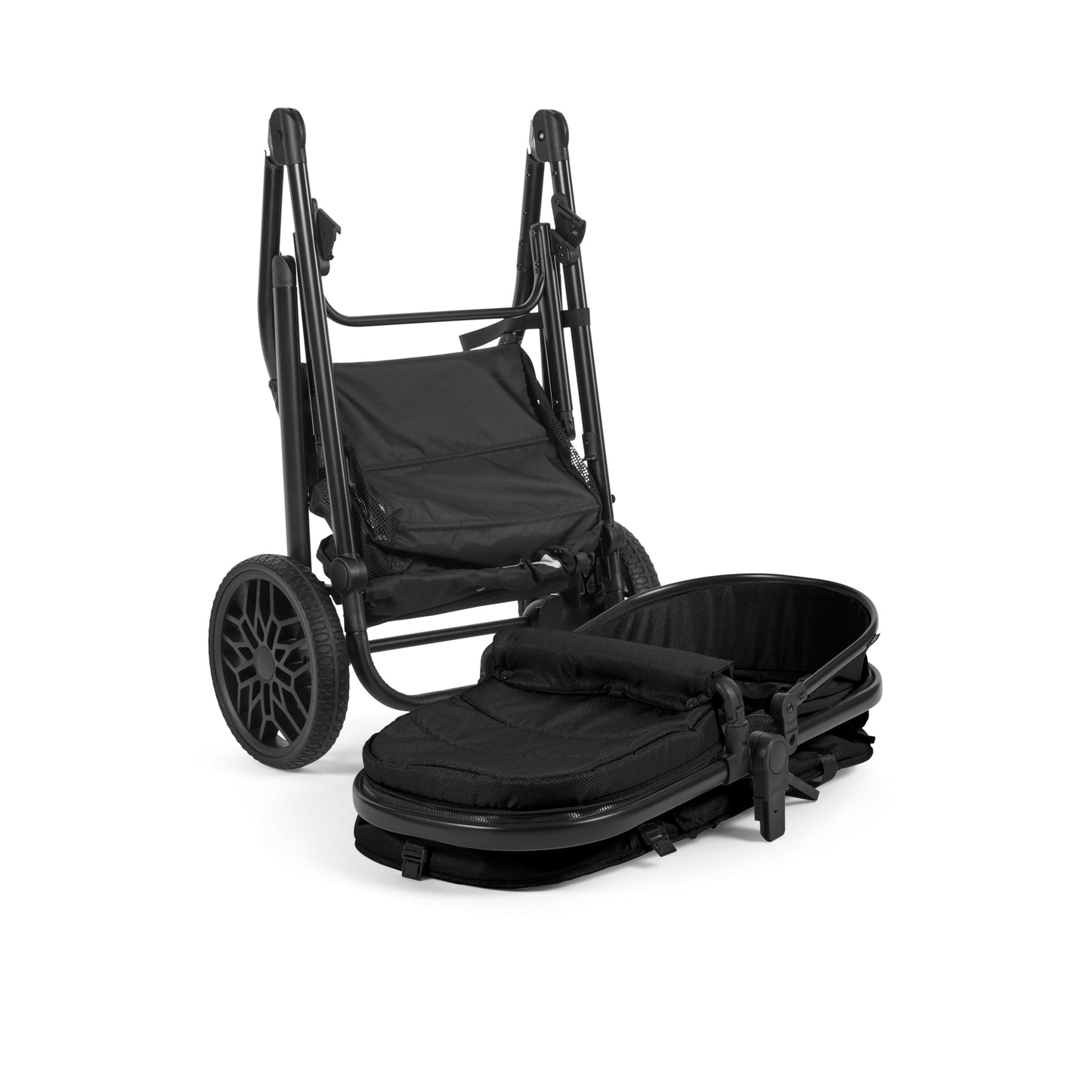 Lejoux™ Avant Baby Pram Travel System - Larger Foldable Pushchair with Baby Tub, 5-Point Harness, Adjustable Seat, Oversized Basket and One-Handed Folding - Swivel Wheels and Rain Cover (Black)