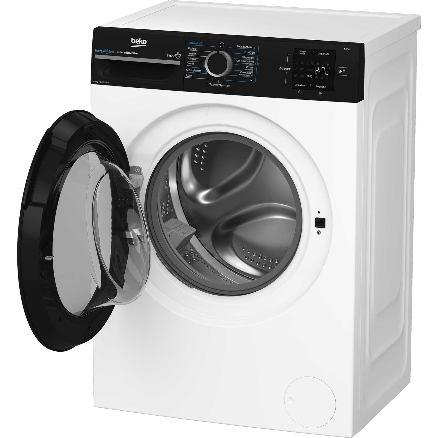 Beko BM3WFU3741R Waschvollautomat, Waschmaschine, 7 kg, EnergySpin, Schleuderwahl 1400 U/min, SteamCure Dampffunktion, allergikergeeignet, AquaWave Schontrommel, Weiß