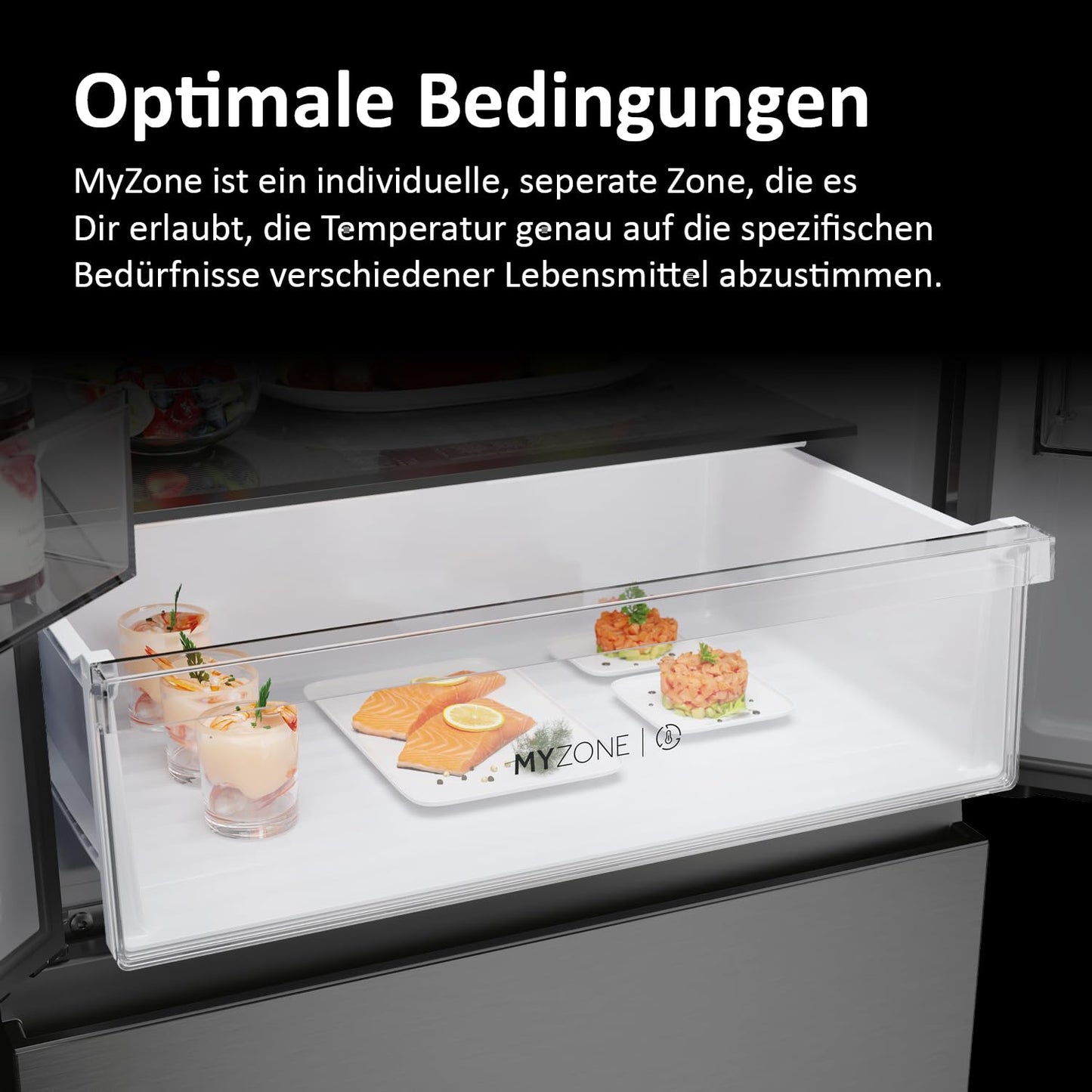 Haier French Door Kühl-Gefrierkombination 70 cm Breite I 402 L French Door Kühlschrank, freistehend I Doppeltür Kühlschrank mit Gefrierfach, No Frost I LED, Touch-Display I FD 70 SERIE 3 HFR3718ENMM