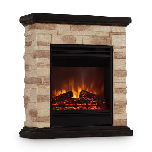 Klarstein Electric Fireplace, Electric Fireplace, 1800 Watt, Flame Effect, Stone Decor, Polystone, Remote Control
