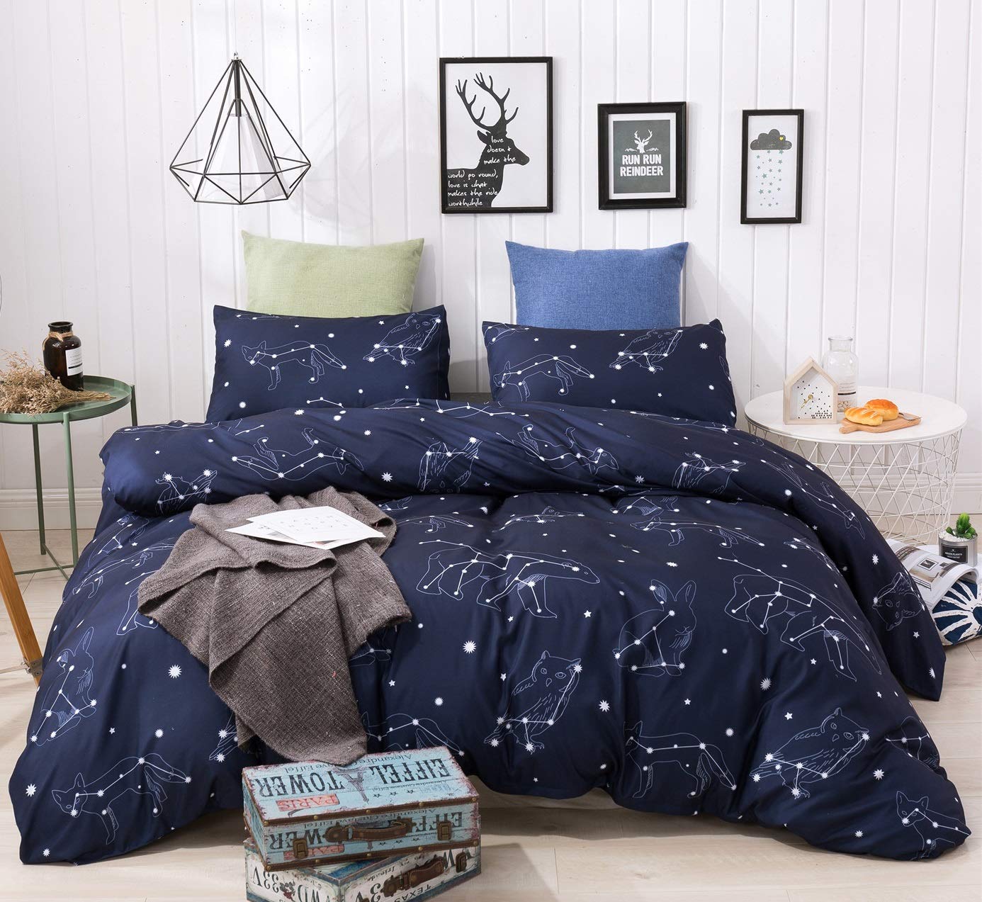 GETIYA Cartoon Hearts Bed Linen, 135 x 200 cm, Girls'/Women’s/Children’s Bed Linen, Pink Hearts Pattern, Duvet Cover, Microfibre, Duvet Cover, Light Pink, with Zip and Pillowcase, 80 x 80 cm