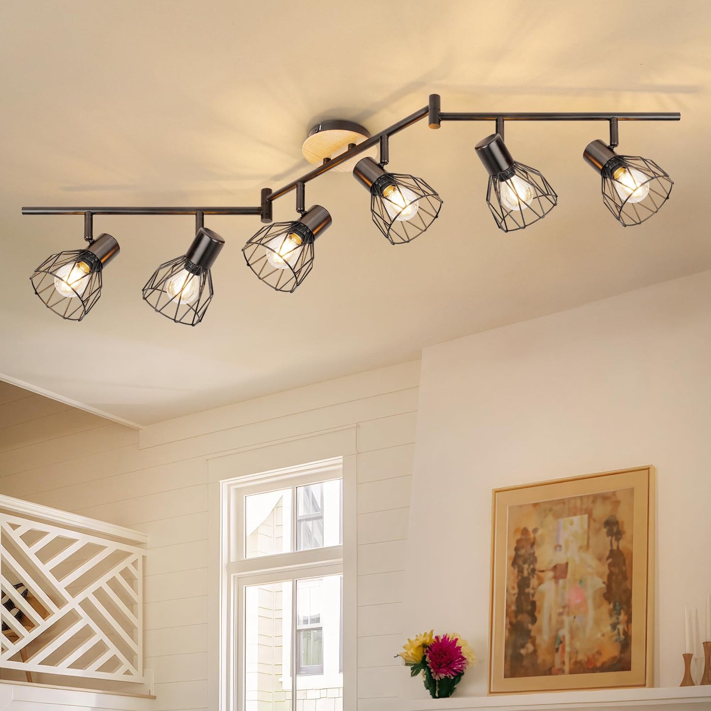 Kimjo Led Deckenstrahler 6 Flammig - Deckenleuchte Strahler E14 Schwenkbar - Deckenlampe Schwarz 6 Flammig Lampe Wohnzimmer - Deckenlampe LED Deckenleuchte Küche Deckenspot Ohne Leuchtmittel