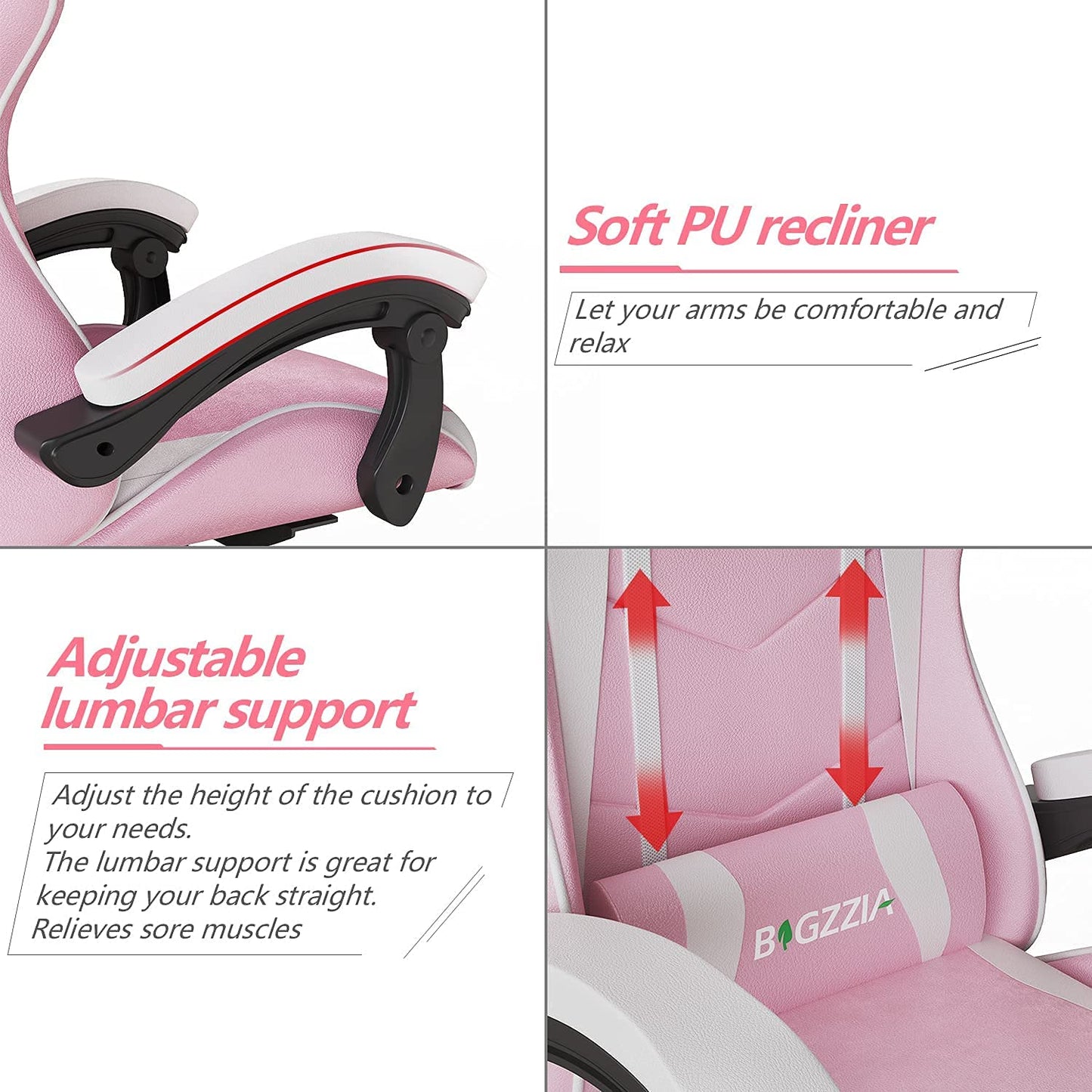 Racingreat Gaming Stuhl, Gamer Stühle, Ergonomisch Gaming Chair, Rückenlehne Einstellbar Pc-Stuhl, 360° Drehbar Gaming Sessel, Atmungsaktiver Bürostuhl für Jugendliche Jungen Mädchen Erwachsene Rosa