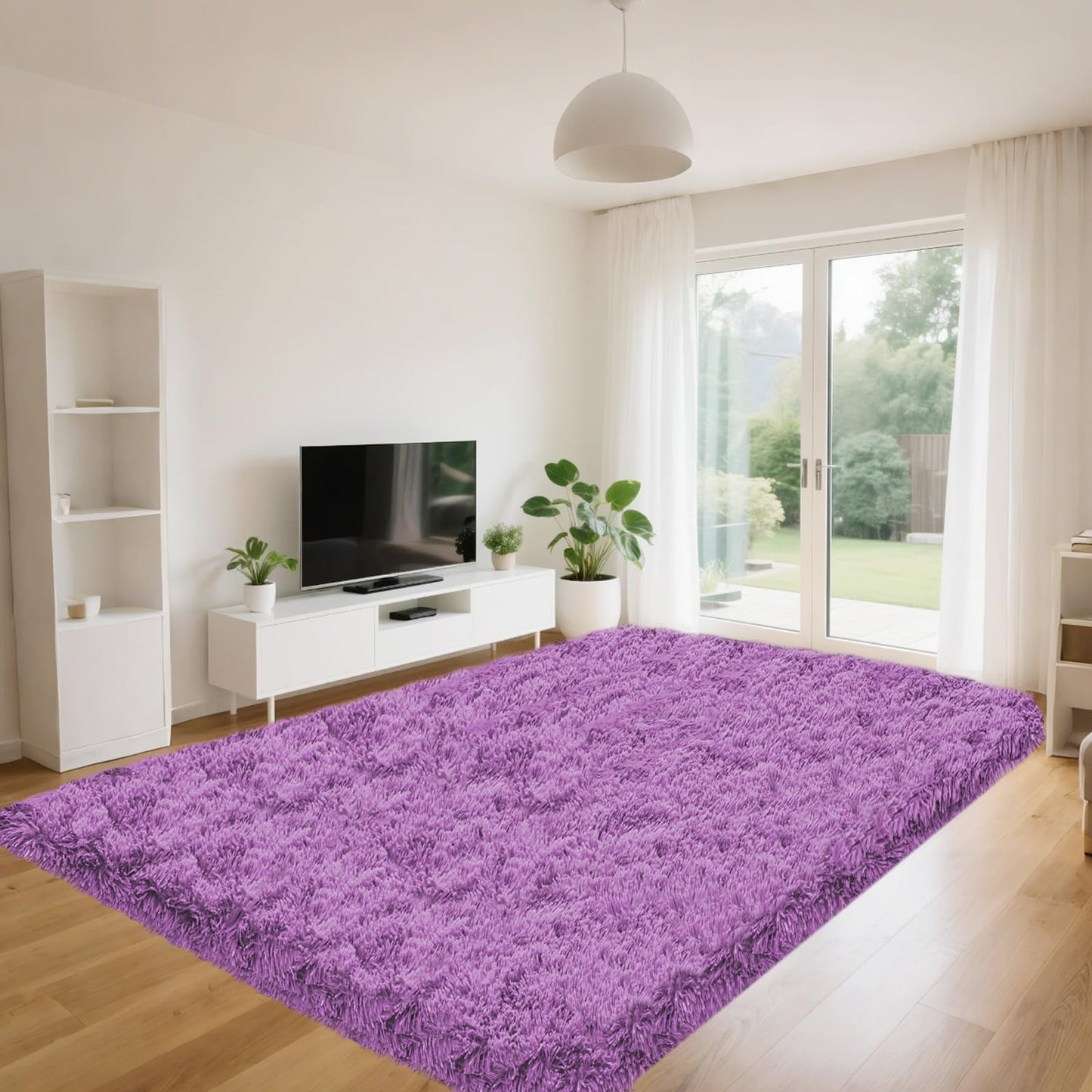 High Pile Living Room Rug, 140 x 200 cm, Cream Fuzzy Shaggy Fluffy Rug for Bedroom Rugs, Modern Plush Living Room Rug, Bed Rug, High-Pile Carpet, Non-Slip for Children's Room