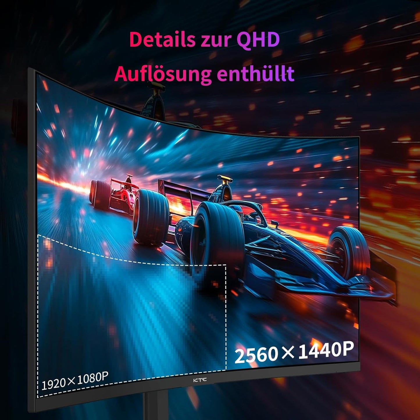 KTC 32 Zoll Monitor Curved 1000R, 2K WQHD (2560x1440p) 240Hz Gaming Monitor, 1ms, Adaptive Sync, 122% sRGB, 4000:1 Kontrast, 2 x DP 1.4 (240Hz), 2 x HDMI 2.0 (144Hz), Unterstützung von Tilt und VESA