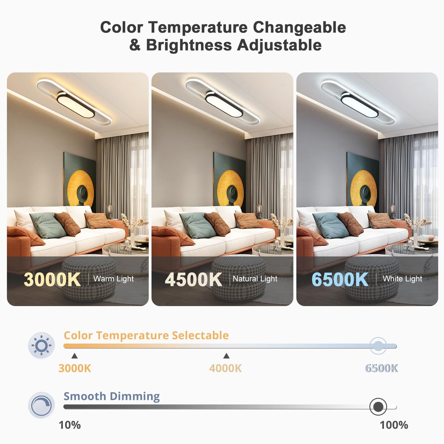 Oninio Modern LED Ceiling Light Dimmable Ceiling Light with Remote Control 70 cm Ceiling Light for Living Room, Kitchen, Dining Room, Bedroom, 40 W (Gold)