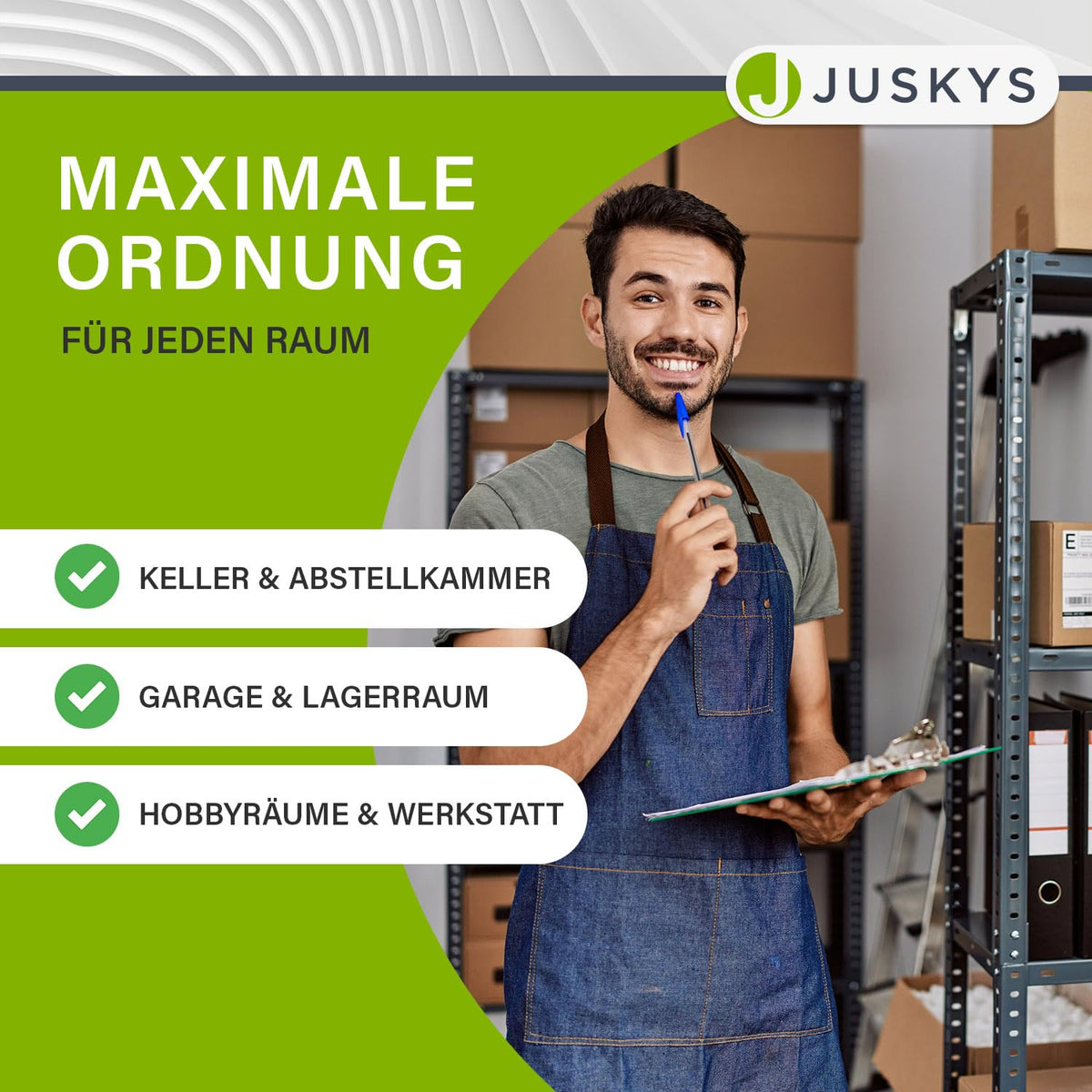 Juskys Set of 2 Basic Storage Shelves, 2 x 180 x 90 x 40 cm (H x W x D) - 1750 kg - 10 Shelves - Heavy Duty Shelving Unit Metal Cellar Shelving System Shelf - Grey