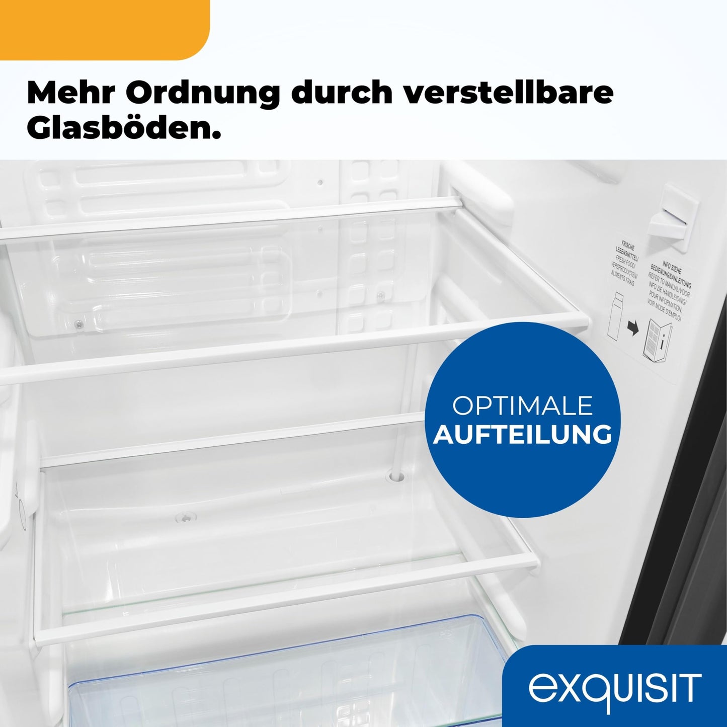 Exquisit KS585-V-091E Full-Room Refrigerator, 75 Litres, Freestanding, Small and Compact, 45 cm Wide, LED Interior Lighting