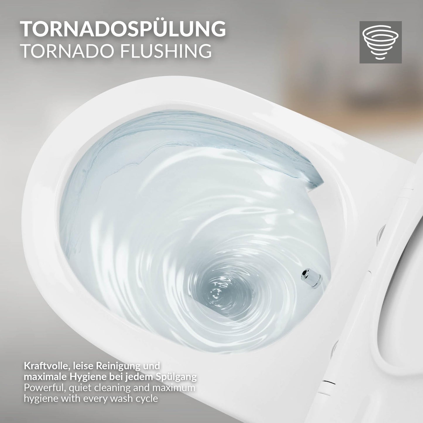 LuxeBath Wall-Mounted Toilet Rimless with Bidet Function, White, Deep Washdown Ceramic Hanging Toilet, Long 53.5 cm, Shower Toilet Nano Coating, Tornado Flush, Shiny Toilet Bowl Hanging with Toilet