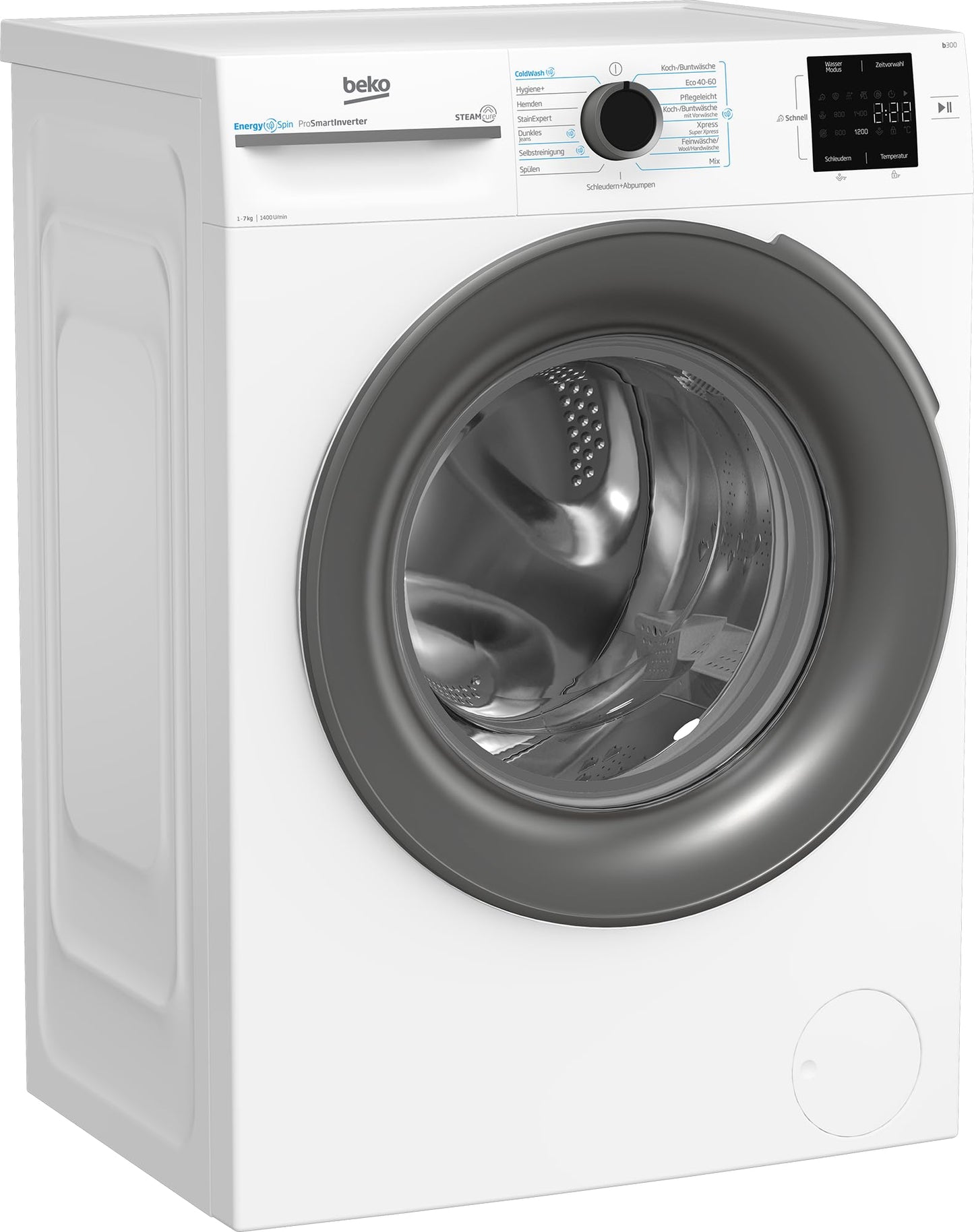 Beko BM3WFU3741R Waschvollautomat, Waschmaschine, 7 kg, EnergySpin, Schleuderwahl 1400 U/min, SteamCure Dampffunktion, allergikergeeignet, AquaWave Schontrommel, Weiß