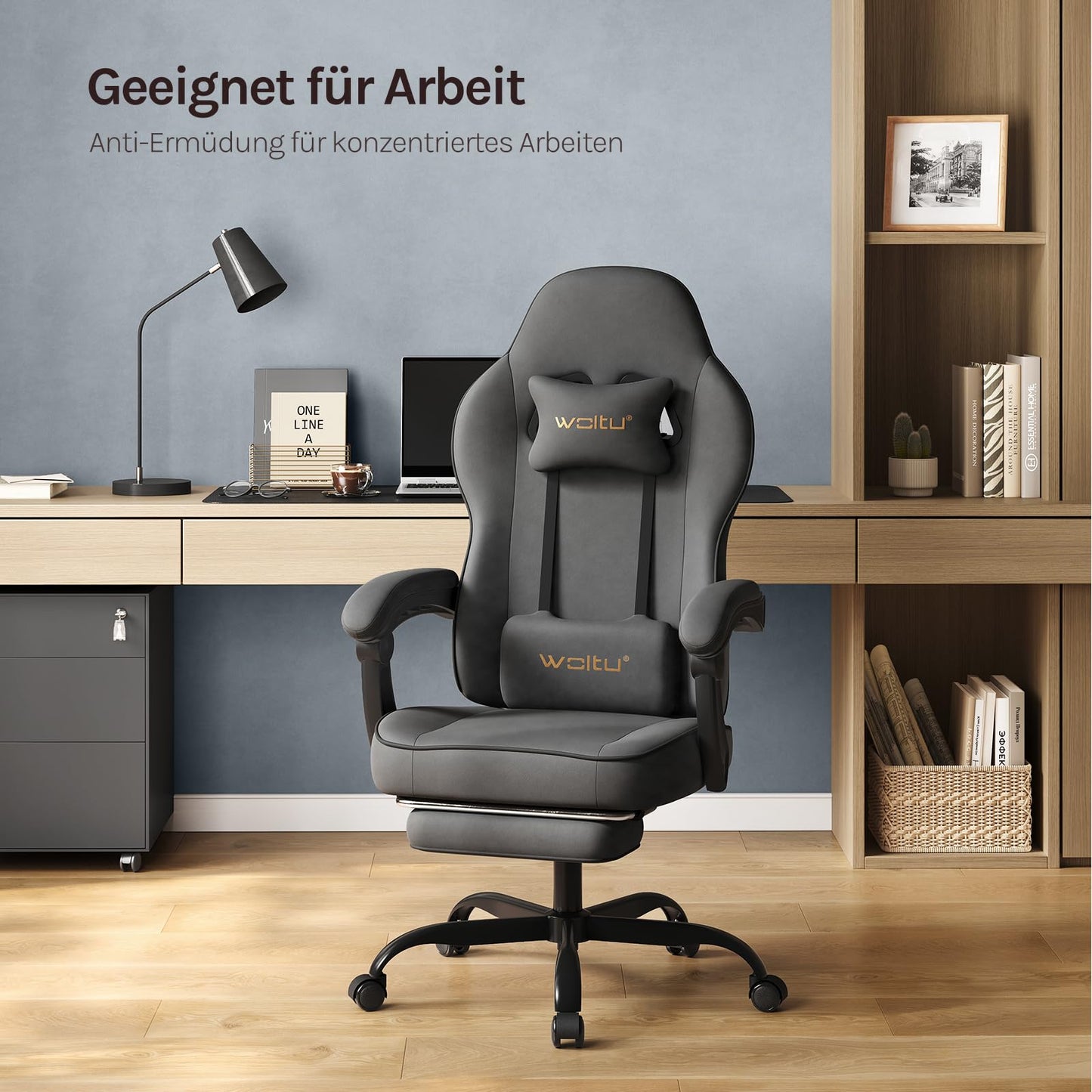 WOLTU Gaming Chair with Pocket Spring Cushion, 150 kg Weight Capacity, Ergonomic Swivel Chair, with Pillow, Lumbar Cushion, Footrest, Mesh, Pink, GS16rs