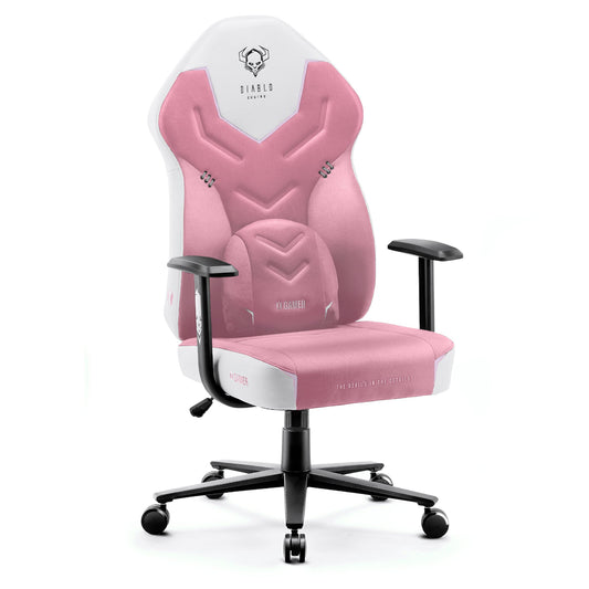 Diablo X-Gamer 2.0 Gaming Chair Office Chair Fabric Cover Ergonomic Design Lumbar Cushion Soft Pad Cushion (Pink-White)
