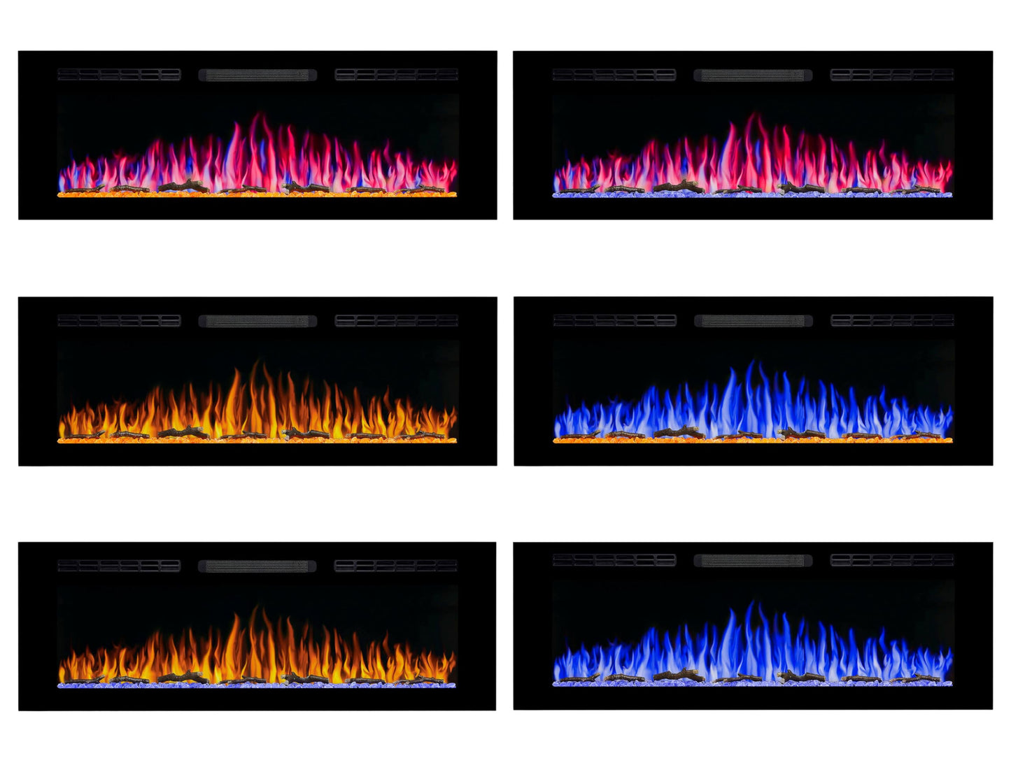 ArtiFlame Elektrokamin AF27WR Multicolor, Elektrischer Einbaukamin mit Heizung 900/1800 W, realistischer 3D-Flammeneffekt, LED-Beleuchtung, Fernbedienung, Timer, Thermostat, Knistereffekt, Schwarz