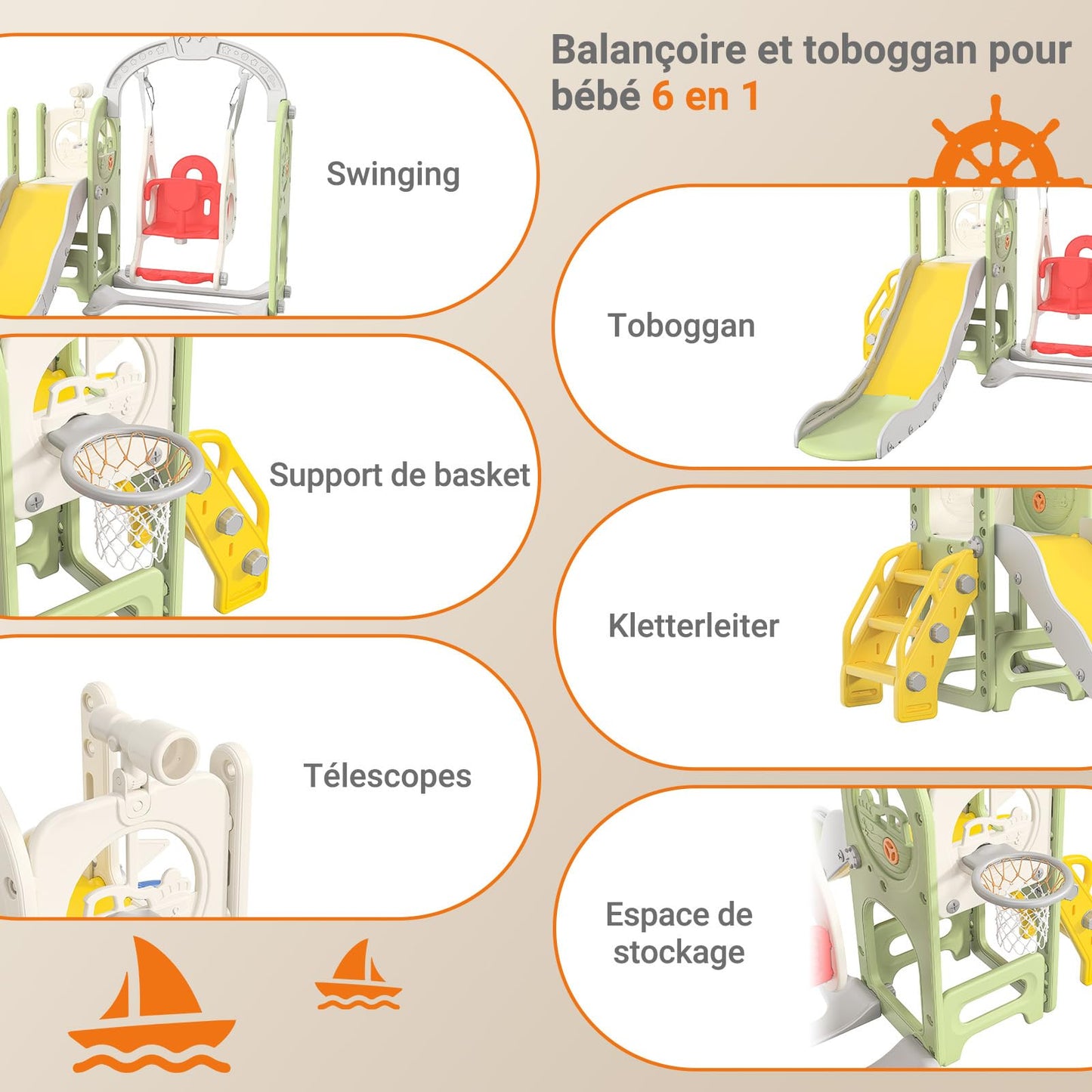 Kinderrutsche, Babyschaukel, 4 in 1, mit Schaukeln, Treppen, Gleiten, Basketballgestellen, Spielplatz für drinnen und draußen, multifunktionale Rutsche (Rosa, Kaninchen)