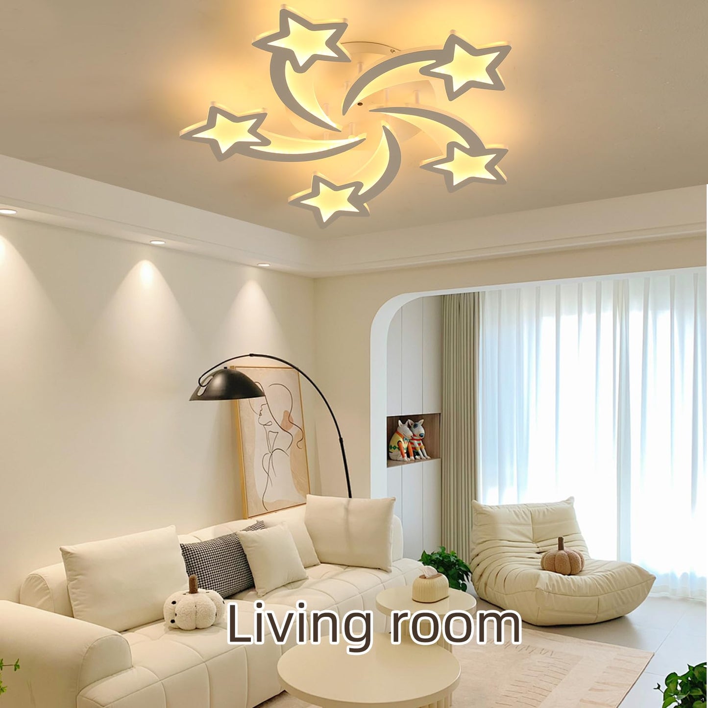 ZAITINZ Deckenlampe Led,5 blütenblätter Wohnzimmerlampe,Deckenleuchte Dimmbar mit fernbedienung,lampe wohnzimmer 50W,Moderne Deckenleuchten mit Memory Funktion,Led Deckenleuchte Schwarz 3000-6000K