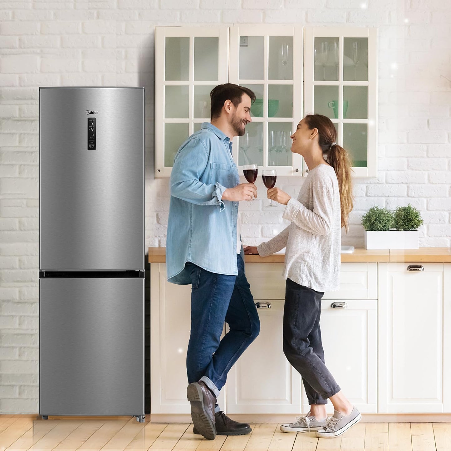 Midea MERB276FGE02A Kühl-/Gefrierkombination/180 cm Höhe/NoFrost/Doppelte Steuerung/Super-Kühlfunktion/219 kWh/Jahr/199L Kühlteil/71L Gefrierteil