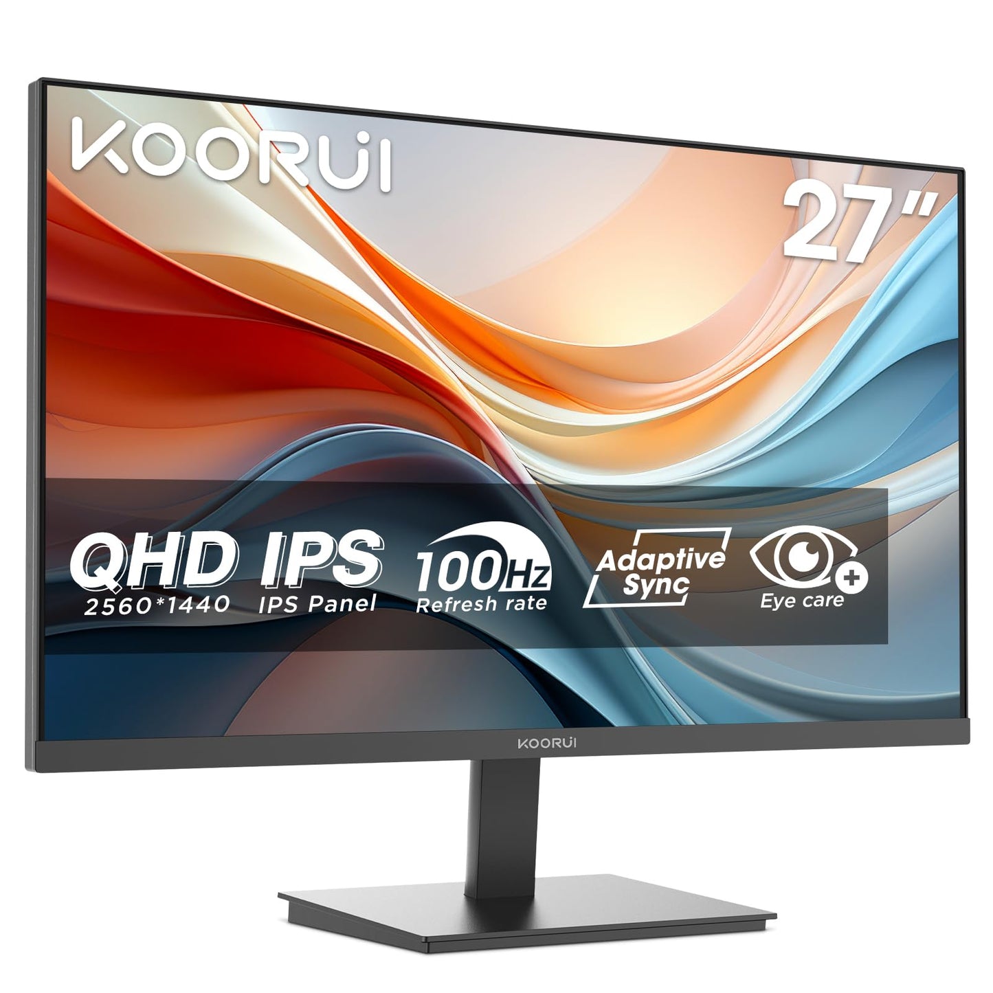 KOORUI E2711F 27 Inch Monitor, FHD 1920 x 1080 100Hz PC Monitor, Adaptive Sync HDMI 1.4, Eye Care Screen, -5° ~ 15° Tilt, VESA 100 x 100 mm