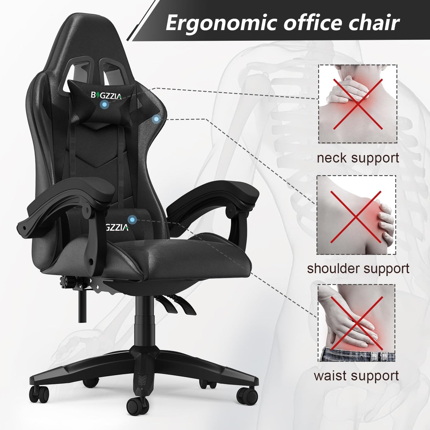 Racingreat Gaming Stuhl, Gamer Stühle, Ergonomisch Gaming Chair, Rückenlehne Einstellbar Pc-Stuhl, 360° Drehbar Gaming Sessel, Atmungsaktiver Bürostuhl für Jugendliche Jungen Mädchen Erwachsene Rosa
