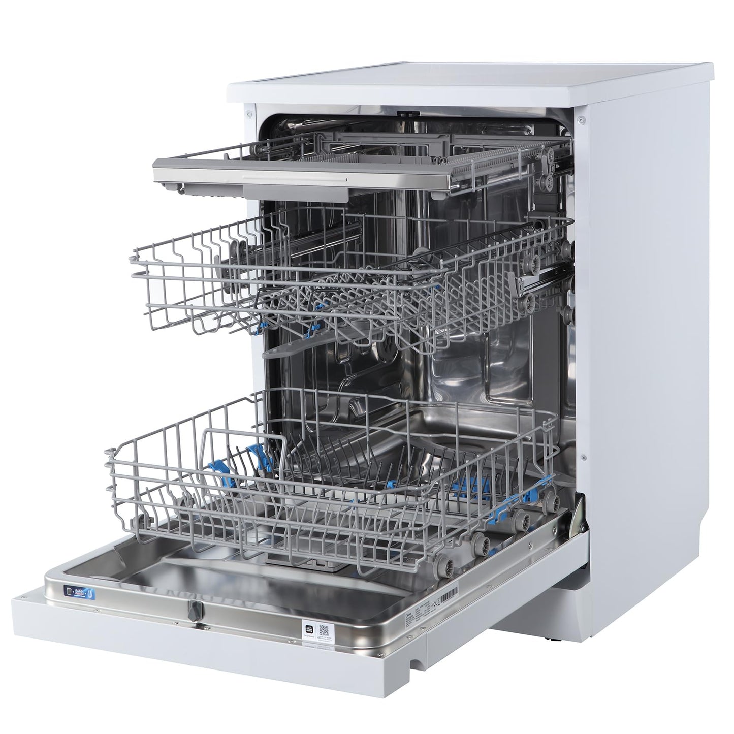 Midea MDWEU1435XSS-W Dishwasher, Integrated, 14 Place Settings, 60 cm, Partially Integrated with WiFi, Extra Drying, 7 Programmes, 47 dB, 0-24 Hours Start Time Delay, Stainless Steel