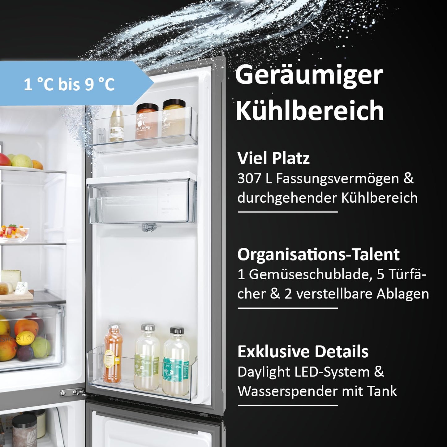 Haier Multi Door Kühl-Gefrierkombination I CUBE 83 SERIE 7 HCR7818DWPT I 4-türiger Kühlschrank mit Gefrierfach, XXL-Fassungsvermögen & 83cm Breite I 463L, Energieklasse D I Wasserspender & No Frost