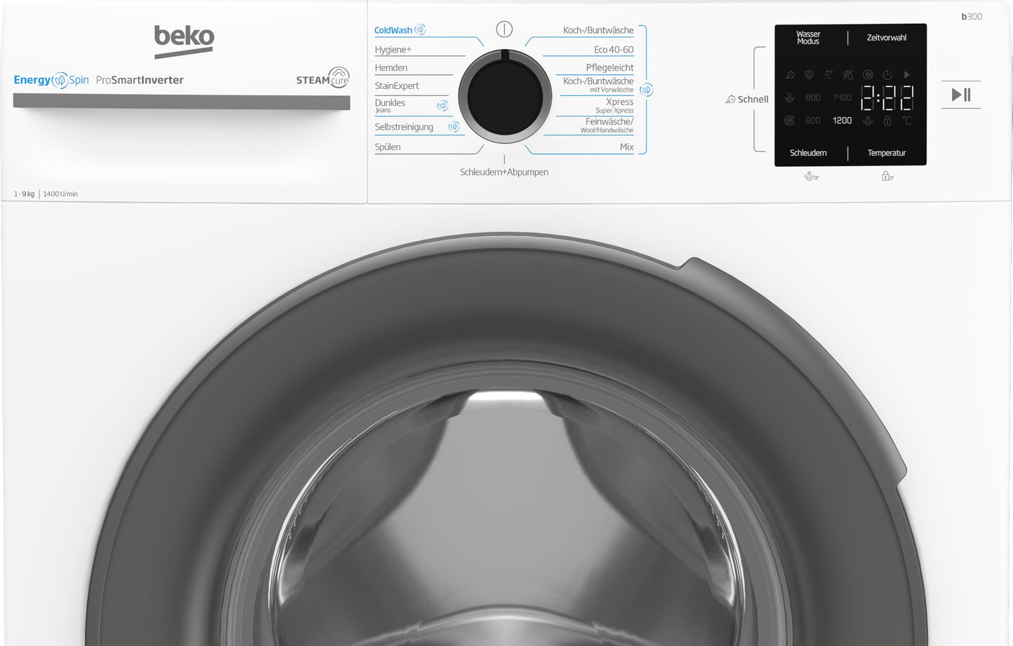 Beko BM3WFU3741R Waschvollautomat, Waschmaschine, 7 kg, EnergySpin, Schleuderwahl 1400 U/min, SteamCure Dampffunktion, allergikergeeignet, AquaWave Schontrommel, Weiß