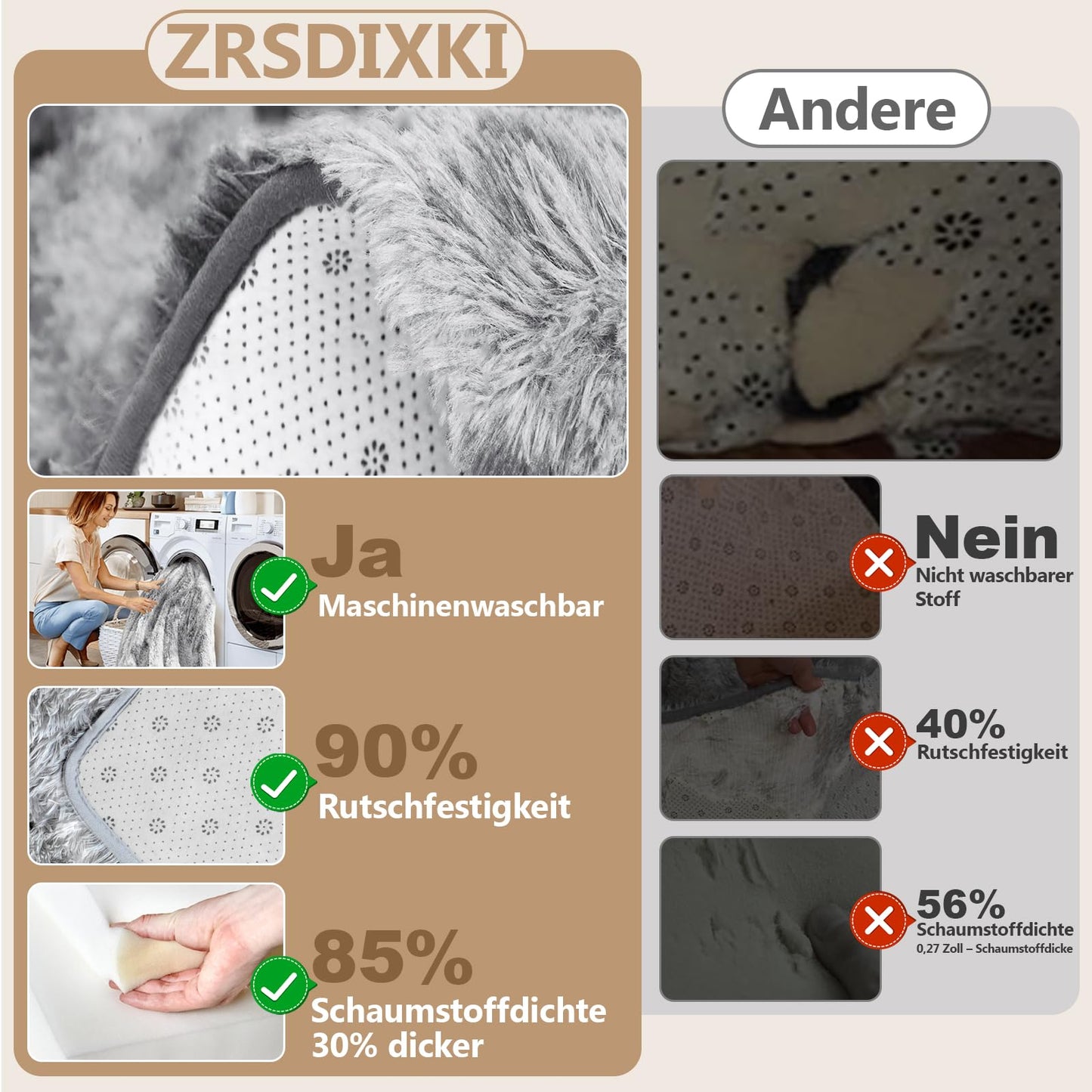 ZRSDIXKI Living Room Rugs 160 x 230 cm, Extra Large Shaggy Soft Rug, Fluffy Area Carpet, Modern Tie-dye Carpet, Washable Rugs for Home Decor, Bedroom, Dorm, Kids Room Lounge Office, Dark Grey