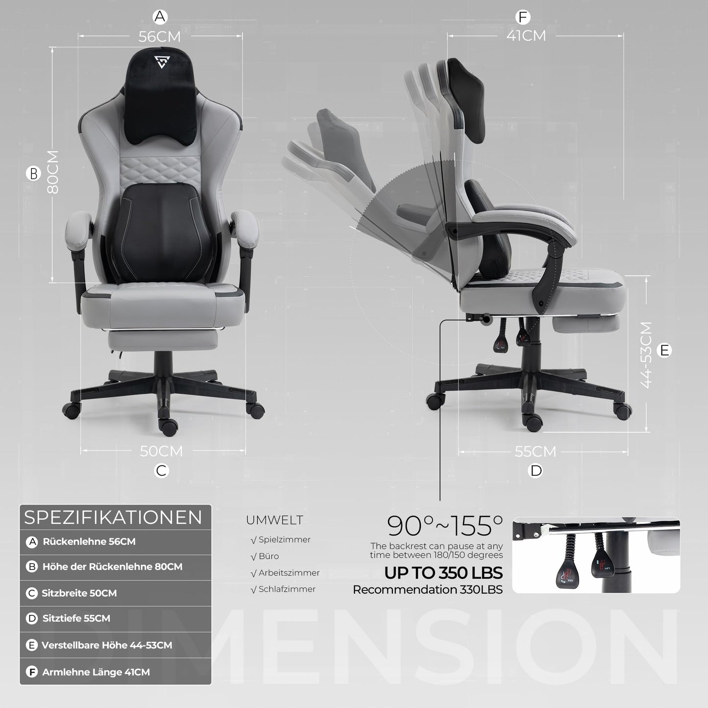 Vigosit Gaming Chair with Heated Massage Lumbar Support, Fabric Gamer Chair with Bag Spring Cushion and Footrest, Horse and High Gamer 150 kg Load Capacity (Pale Pink)