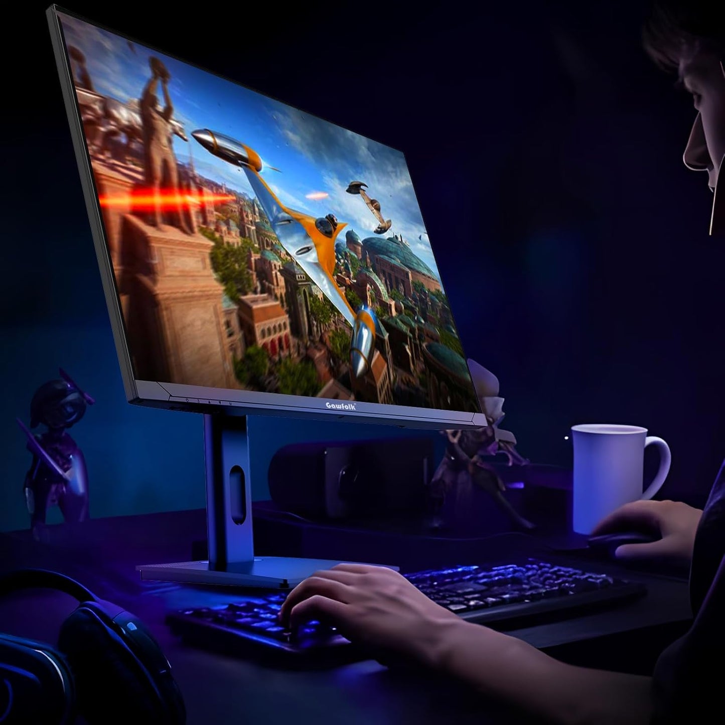 Gawfolk 32 Zoll Curved Gaming Monitor 180HZ / 165Hz / 144hz PC Bildschirm Full HD 1080P, Rahmenloses 1800R Gebogenes Computerbildschirm mit FreeSync und Eye Care Technologie, unterstützt VESA